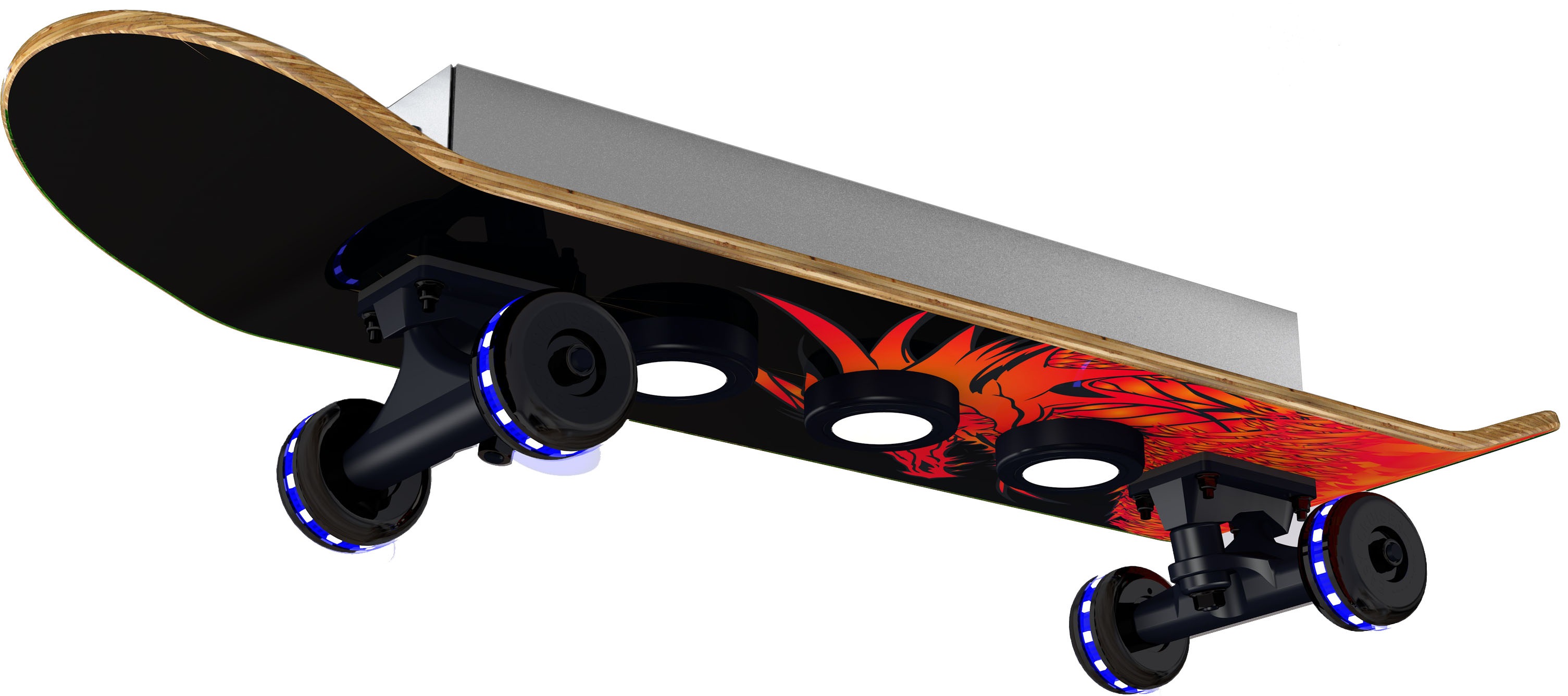 EVOTEC LED Deckenleuchte Dragon, LED-Modul, 1 St., Warmweiß, Easy Cruiser, Skateboard-Design, Rollen - Wheels