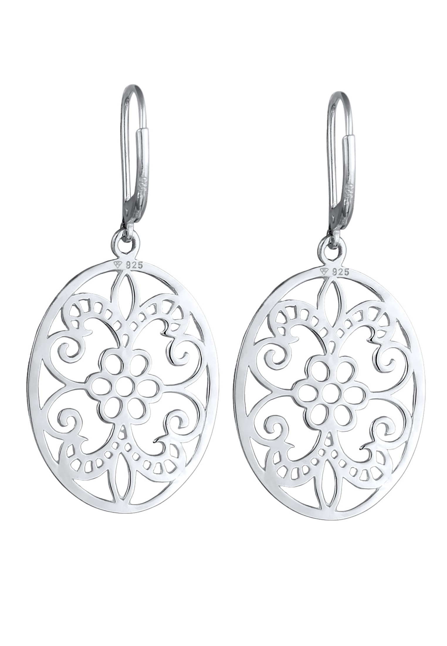 ELLI Boucles d'oreilles Ornement Fleur Oriental Oval Argent 3
