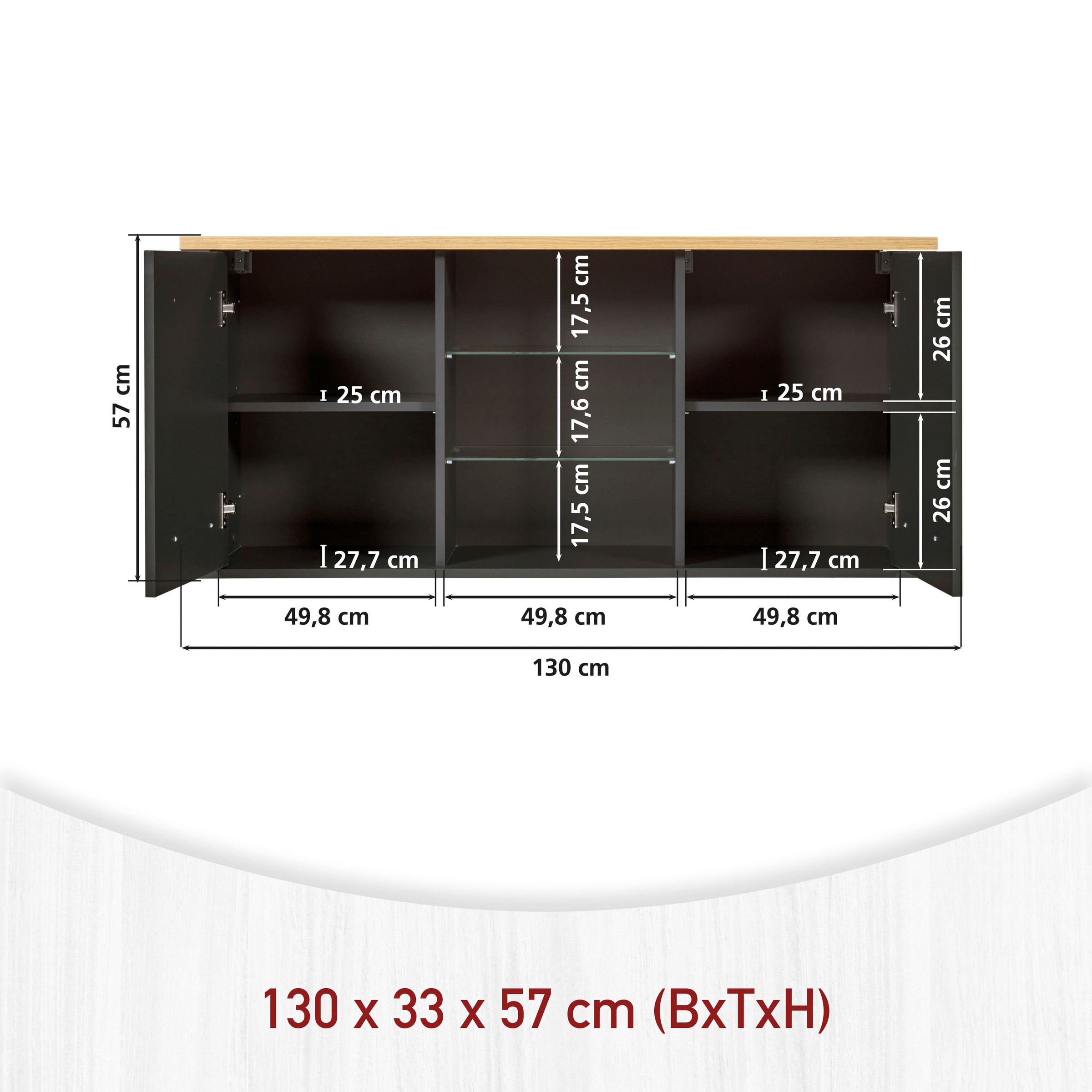 Inter Link Pantryküche »Veneto« Ohne E-Geräte, für Spüle & Spülmaschine, Soft-Close, B: 130 cm