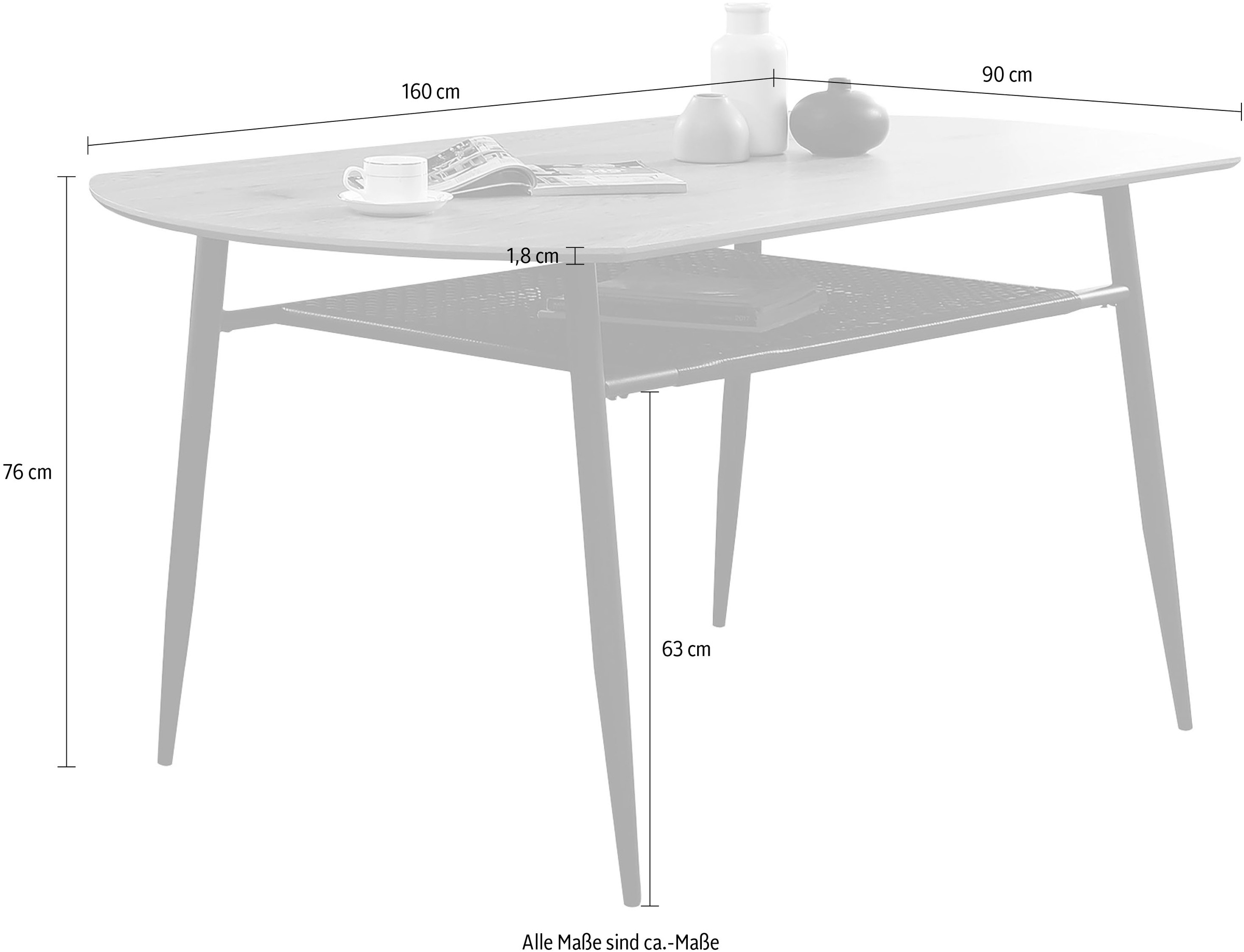 Esstisch SALESFEVER "Familienfreundlicher Tisch", schwarz (natur, schwarz, schwarz, natur, schwarz), B:160cm H:76cm T:90cm, Tische, Rechteckiger Esstisch Esstisch, Stilvolle Ablage aus Metall und Polyrattan 2