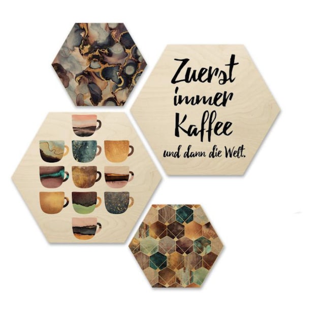 Wall-Art Mehrteilige Bilder »Zitat Gold Rosa Schriftzug Deko«, (Set, 4 St.)  kaufen | BAUR