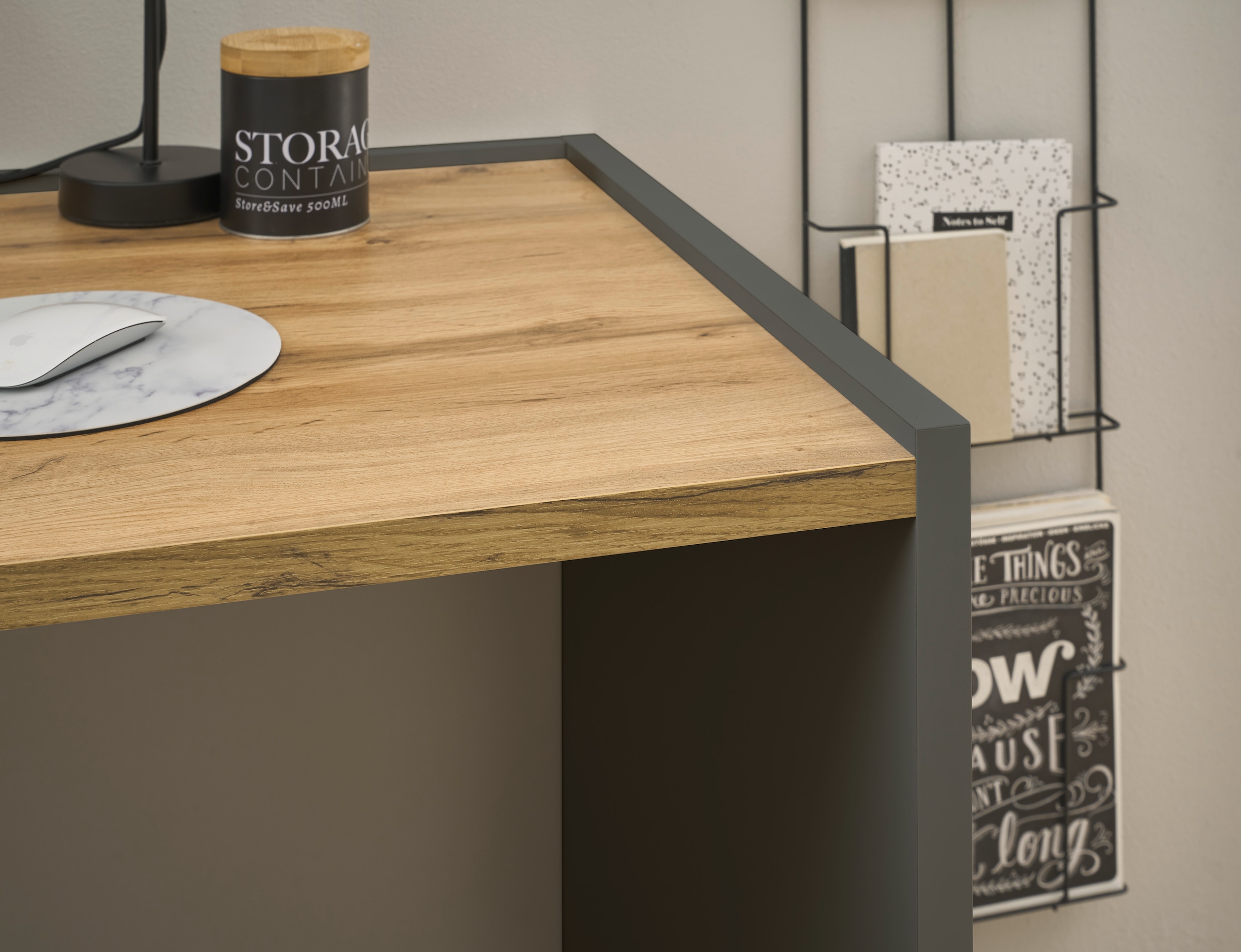 INOSIGN Büromöbel-Set »CITY/GiRON, modernes Design, Homeoff., Büro in zwei Farben/Wotan Eiche«, (Set, 2 tlg.), enthält Hängeschrank, Schreibtisch, wohnliches Home Office