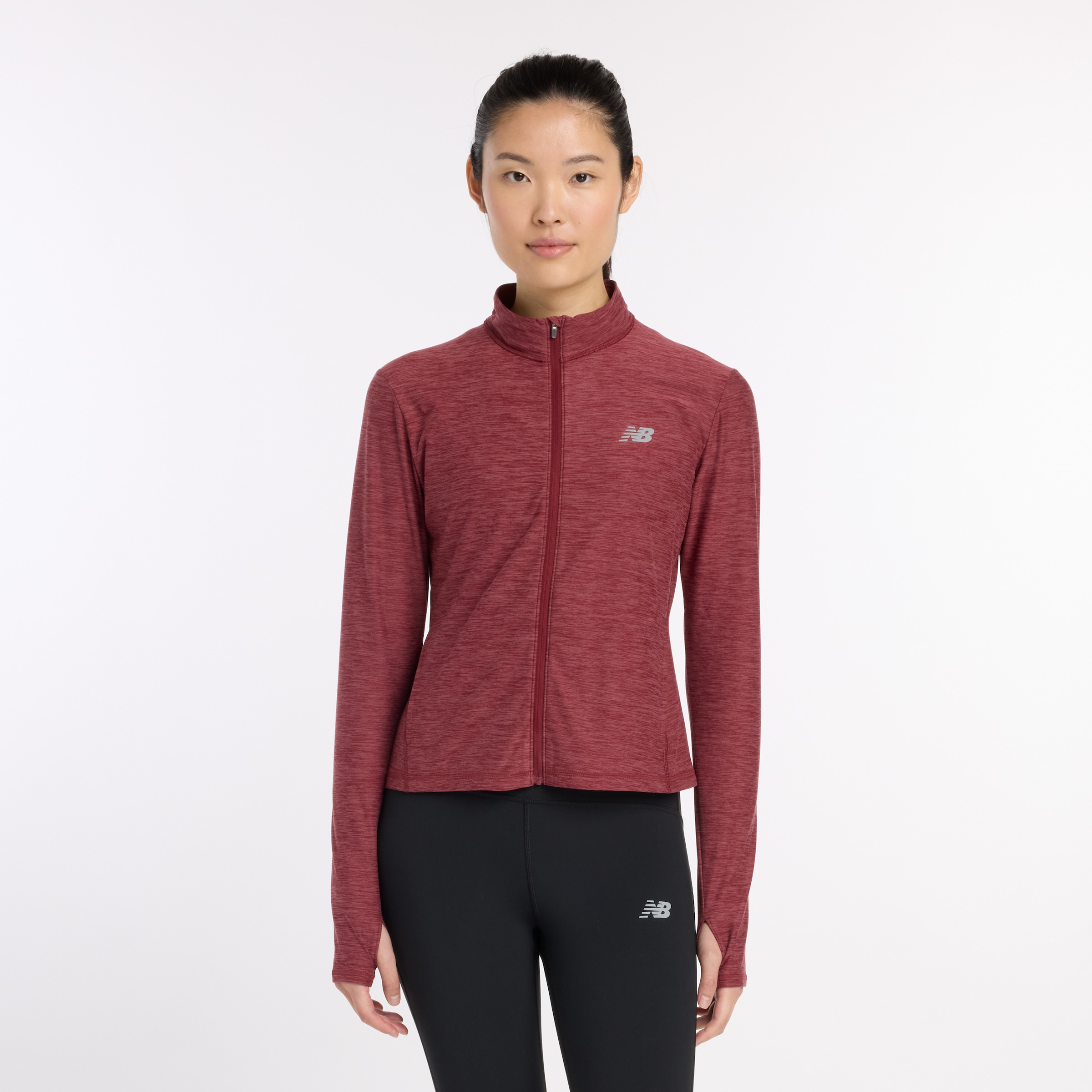 New Balance Trainingsjacke ohne Kapuze mit hochschließendem Kragen, Langarm-Design