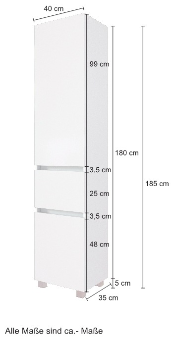 welltime Seitenschrank »Kaunas«, 40 cm breit, mit Schubkasten, Soft-Close-Funktion