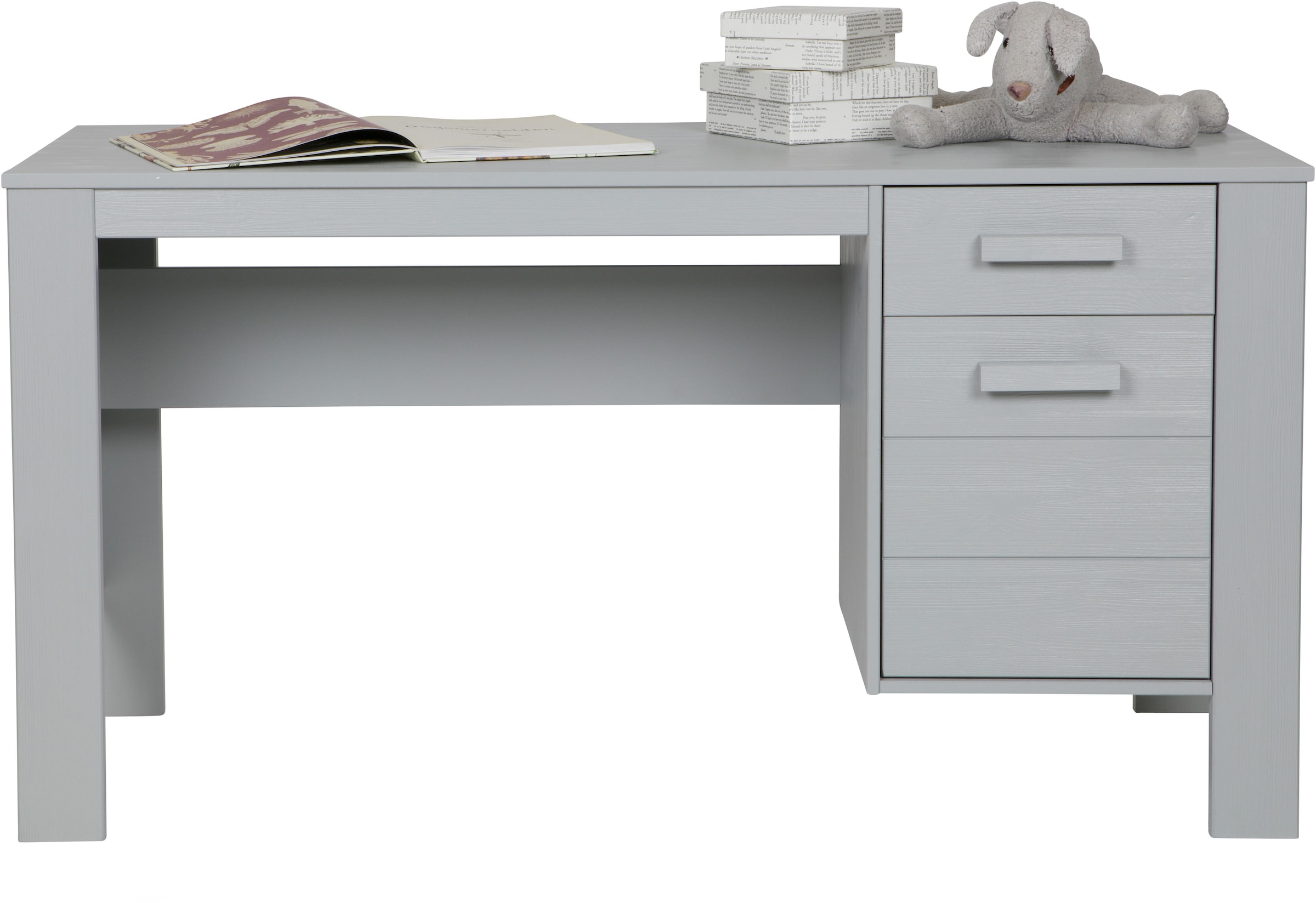 WOOOD Schreibtisch »Julius FSC®-Kiefernholz, gebürstet, mit zwei Schubladen 141x59x74 cm« Gebürstete Oberfläche, sichtbare Maserung, wasserbasiert lackiert