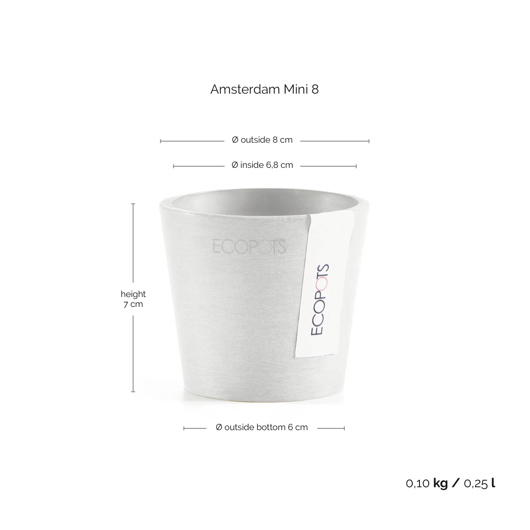 ECOPOTS Blumentopf »Amsterdam Mini«, (Set, 4 St.), verschiedene Größen mit passendem Untersetzer Ø36cm