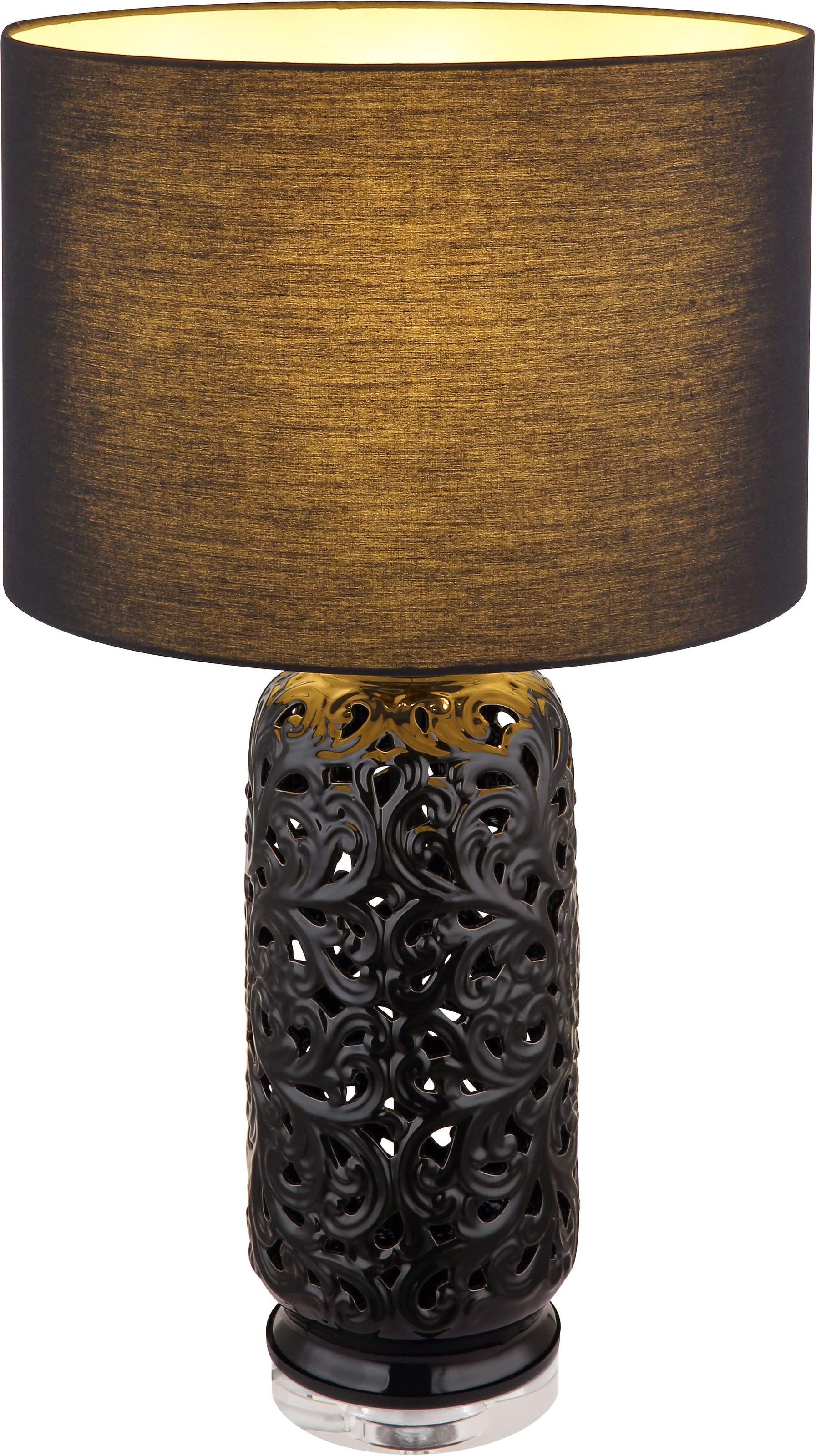 GLOBO LIGHTING Tischleuchte »SEBASTIAN«, Leuchtmittel E27 | ohne Leuchtmittel, Tischlampe/Schlafzimmer/Wohnzimmer/Textil schwarz