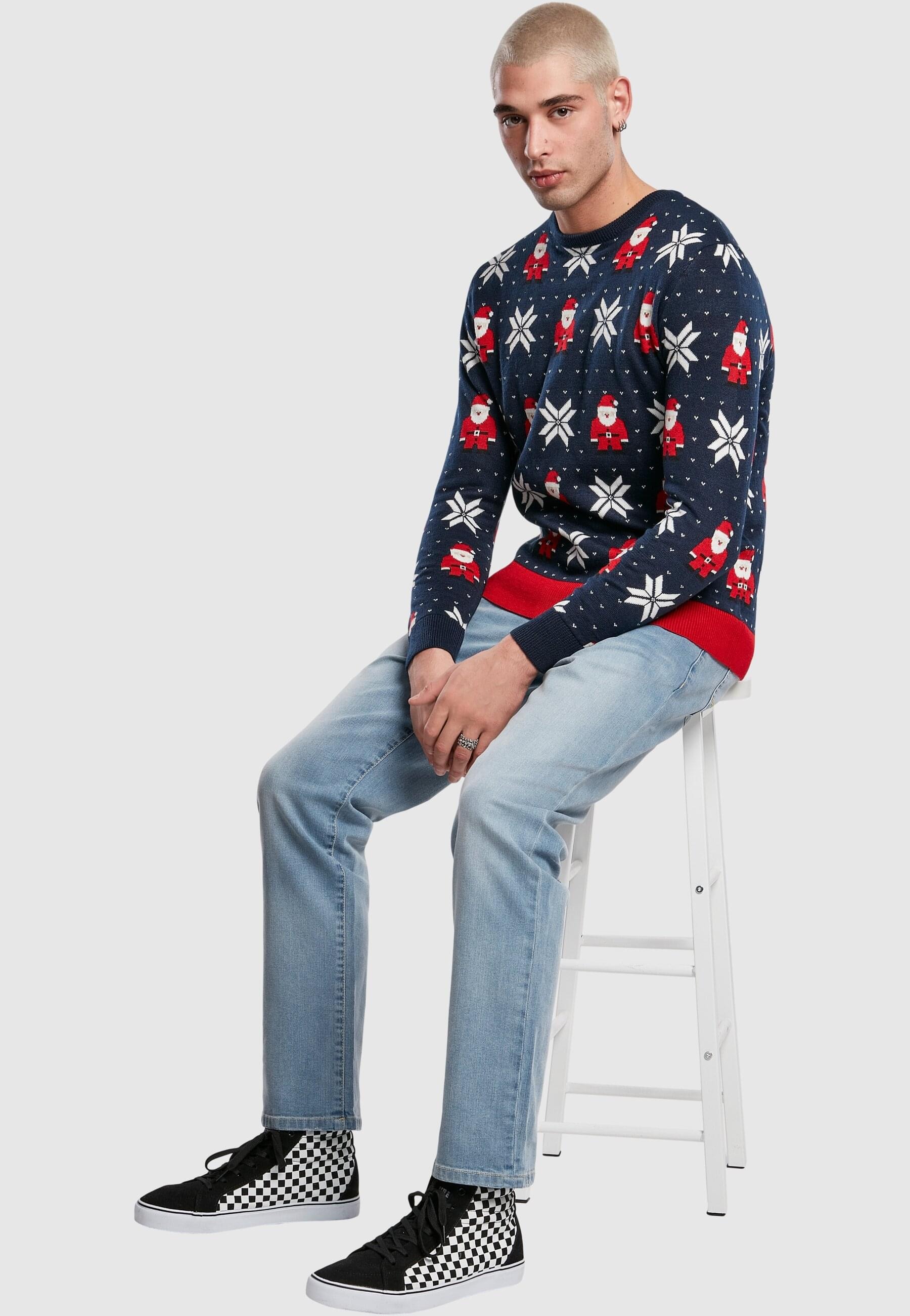 URBAN CLASSICS Rundhalspullover »Urban Classics Herren Nicolaus And Snowflakes Sweater«, (1 tlg.)