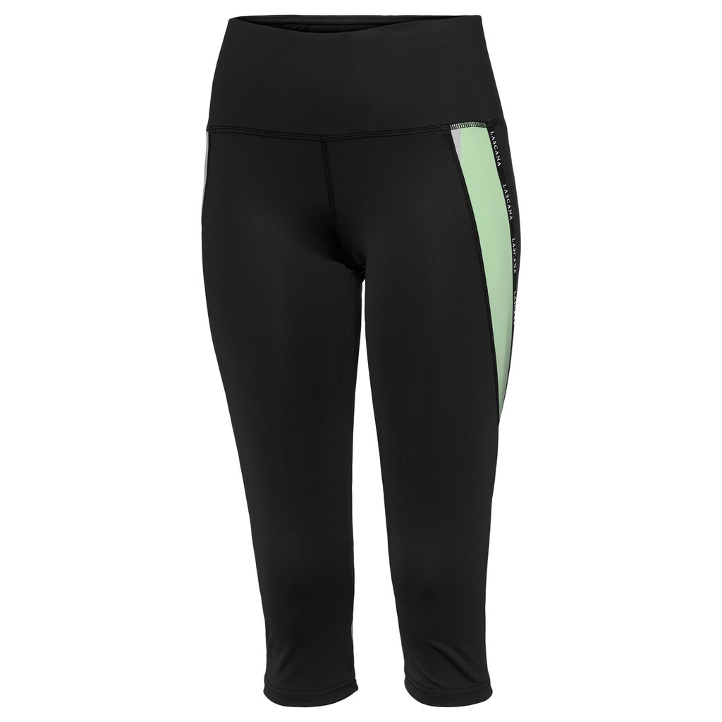 Damenmode Hosen LASCANA ACTIVE Caprileggings, mit Kontrasteinsätze schwarz-apfelgrün Damenmode Hosen LASCANA ACTIVE Caprileggings, mit Kontrasteinsätze schwarz-apfelgrün