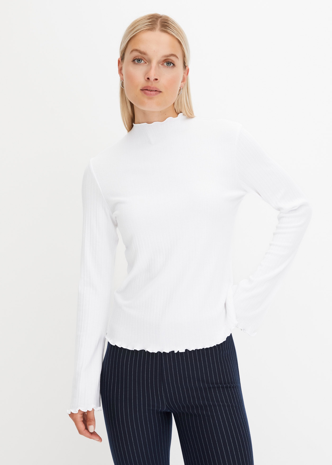 bonprix Langarmshirt "Geripptes Langarmshirt" Geripptes Langarmshirt mit We günstig online kaufen