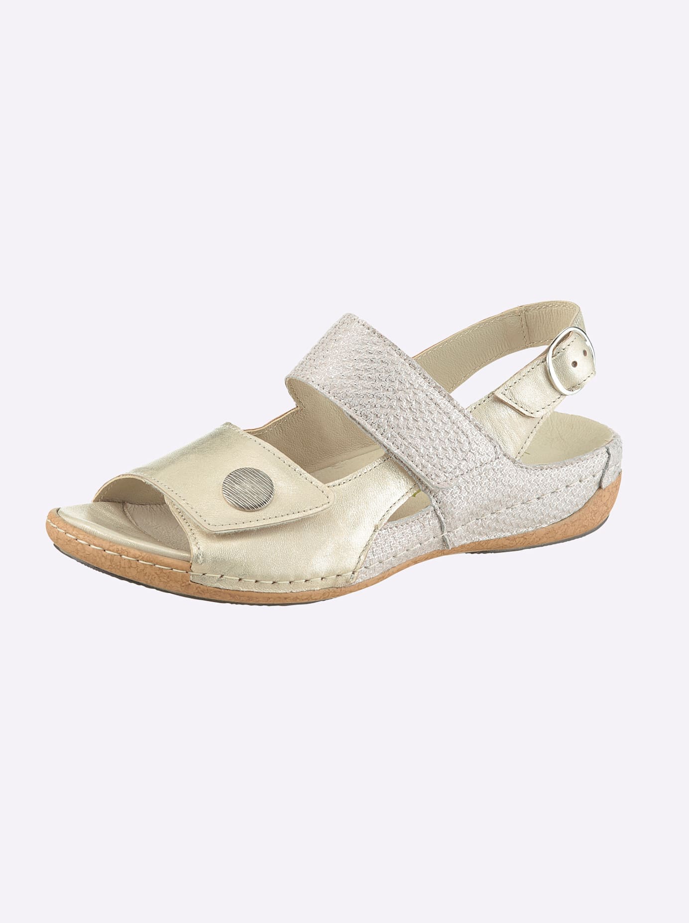 Sandalette WALDLÄUFER, Damen, Gr. 8, bronzefarben, Glattleder, Nubukleder, Schuhe Sandalette