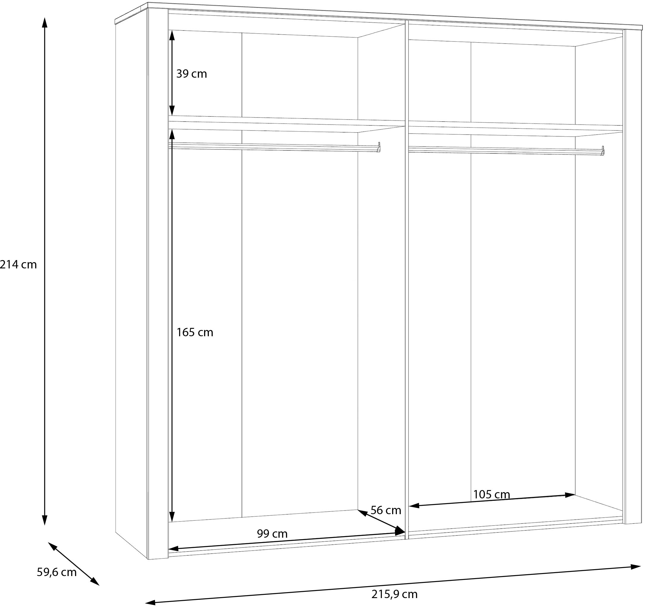 FORTE Kleiderschrank »Bohol« Höhe 214 cm, Spiegeltüre, SoftClose