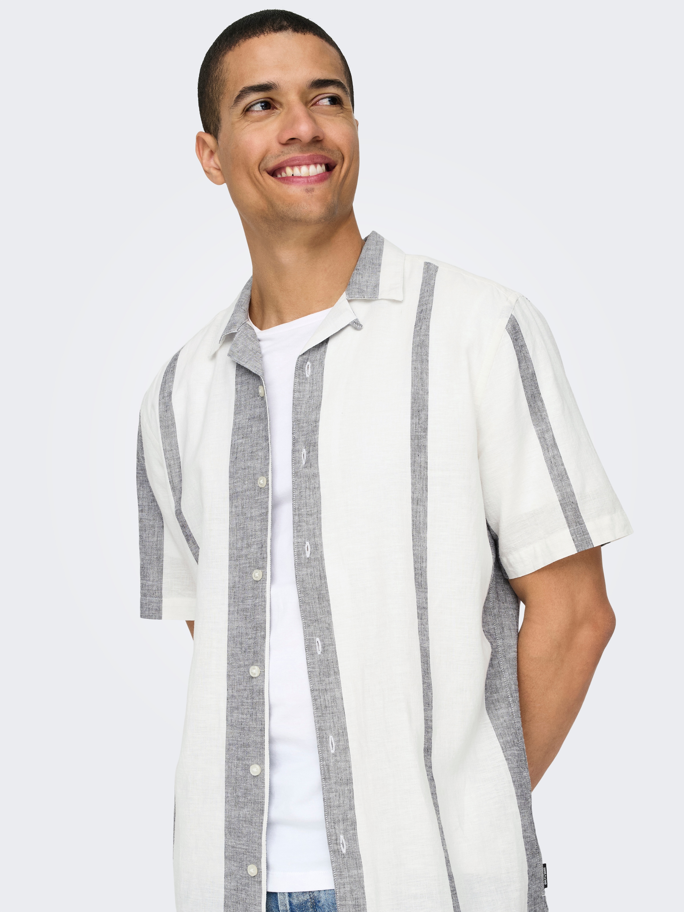 ONLY & SONS Kurzarmhemd »ONSCAIDEN SS STRIPE LINEN RESORT NOOS«