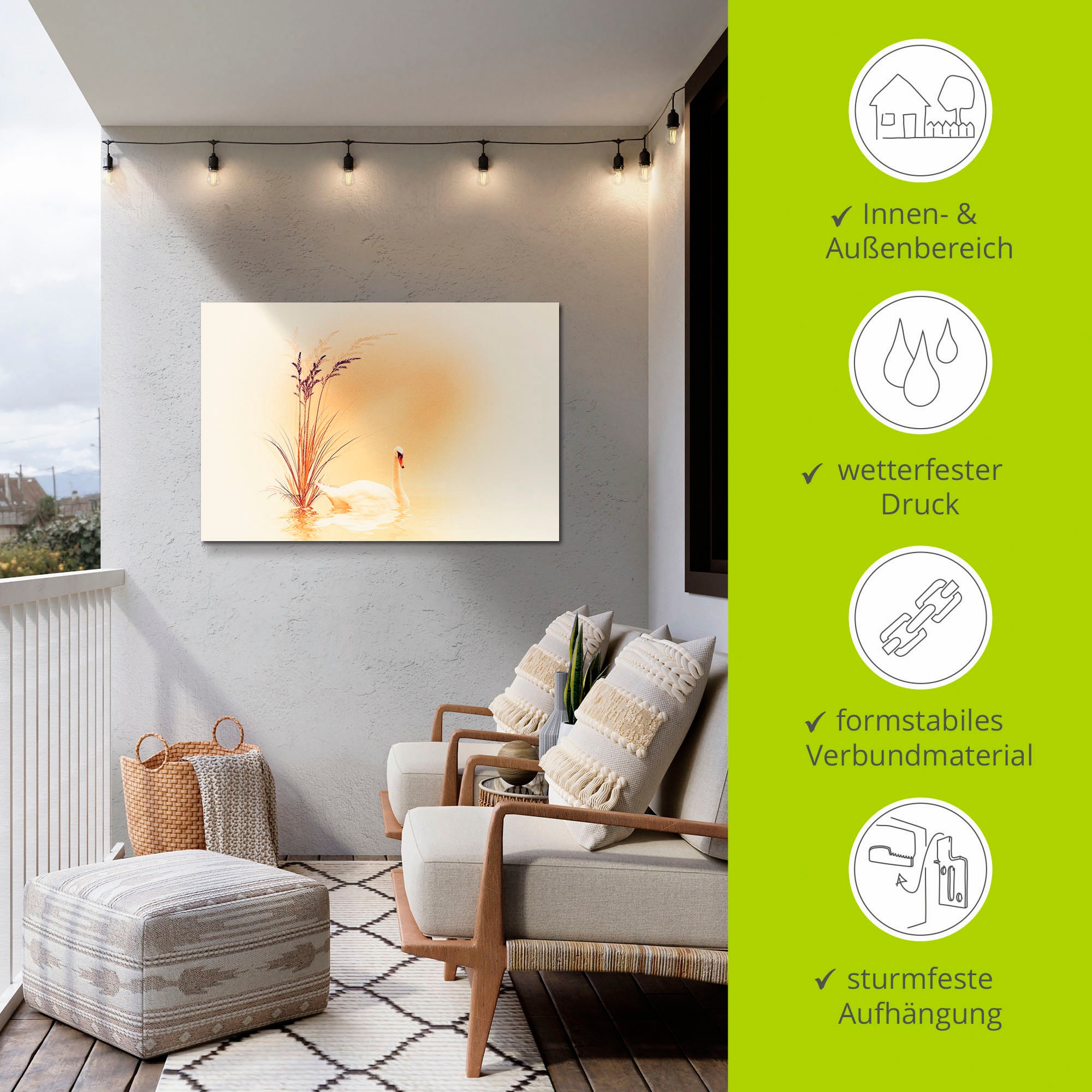 Artland Wandbild »Weisser Schwan«, Vögel, (1 St.), als Alubild, Outdoorbild, Leinwandbild in verschied. Größen