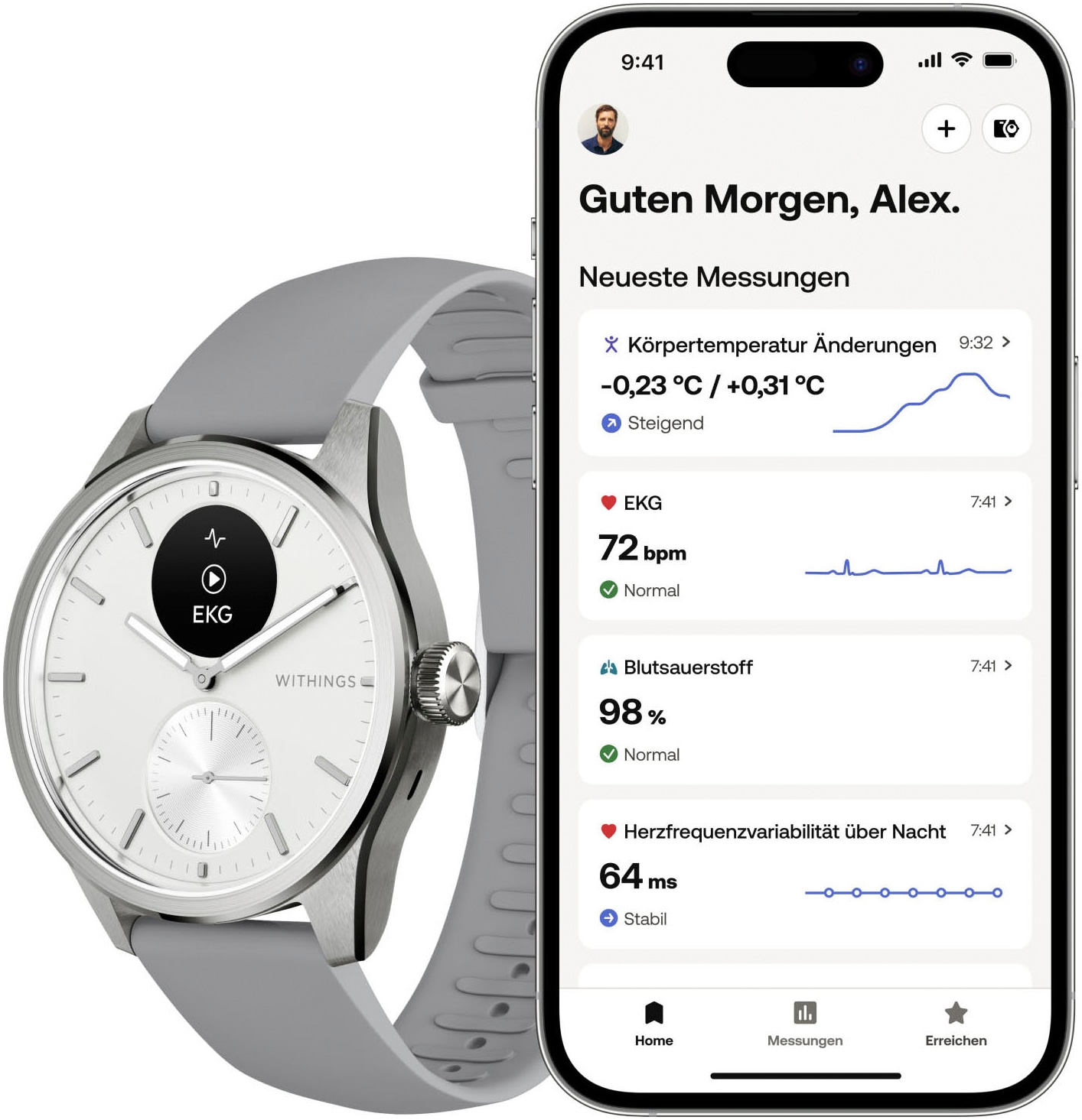 Withings Smartwatch »ScanWatch 2 42mm«, HealthSense OS,)