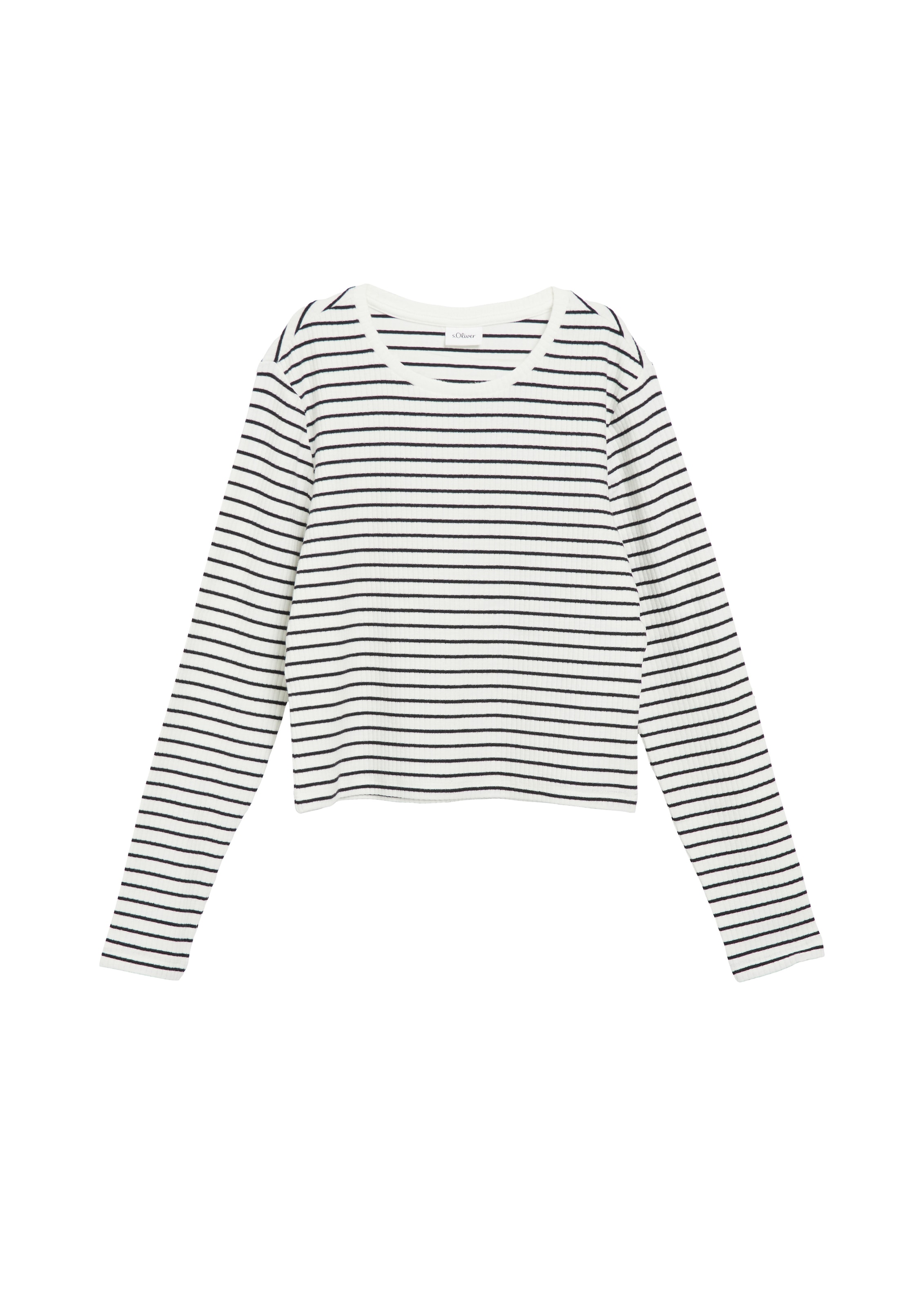 s.Oliver Junior Langarmshirt Weiche elastische Feinrippware, körpernahe Passform