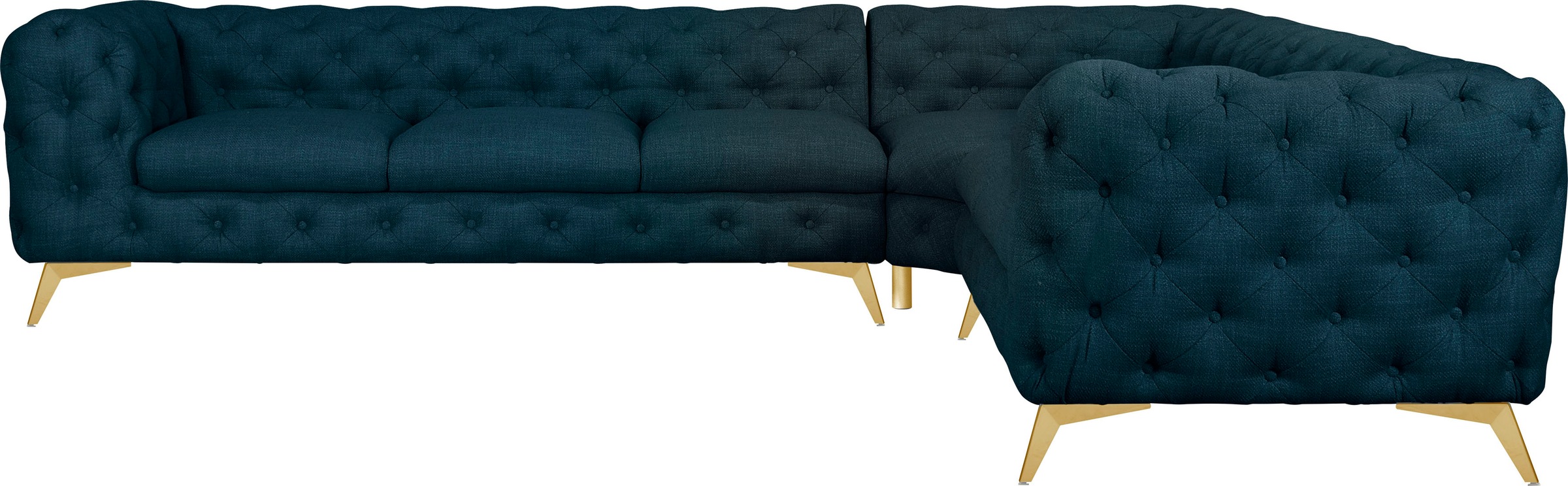 Leonique Chesterfield-Sofa "Ecksofa GLYNIS L-Form mit Wellenunterfederung, günstig online kaufen
