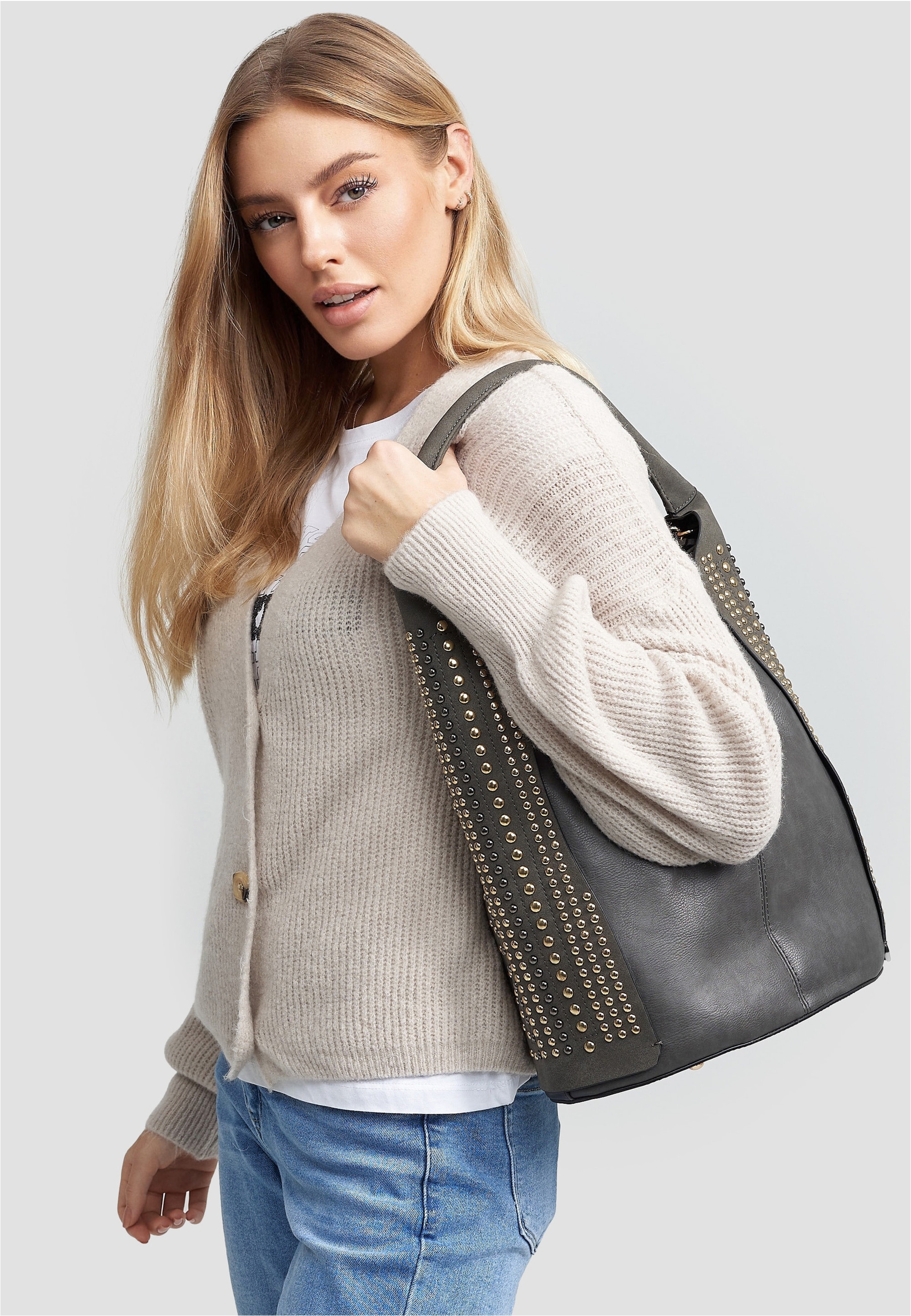 Harpa Henkeltasche »VIRGINIA« mit Multicolor-Nietenverzierung