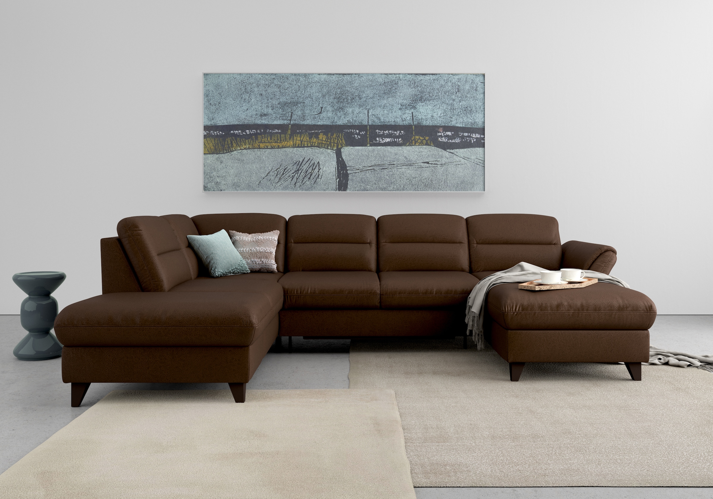 sit&more Wohnlandschaft "Mellum U-Form" Federkern, wahlweise mit Schlaffunktion, Stauraum und Armteilfunktion