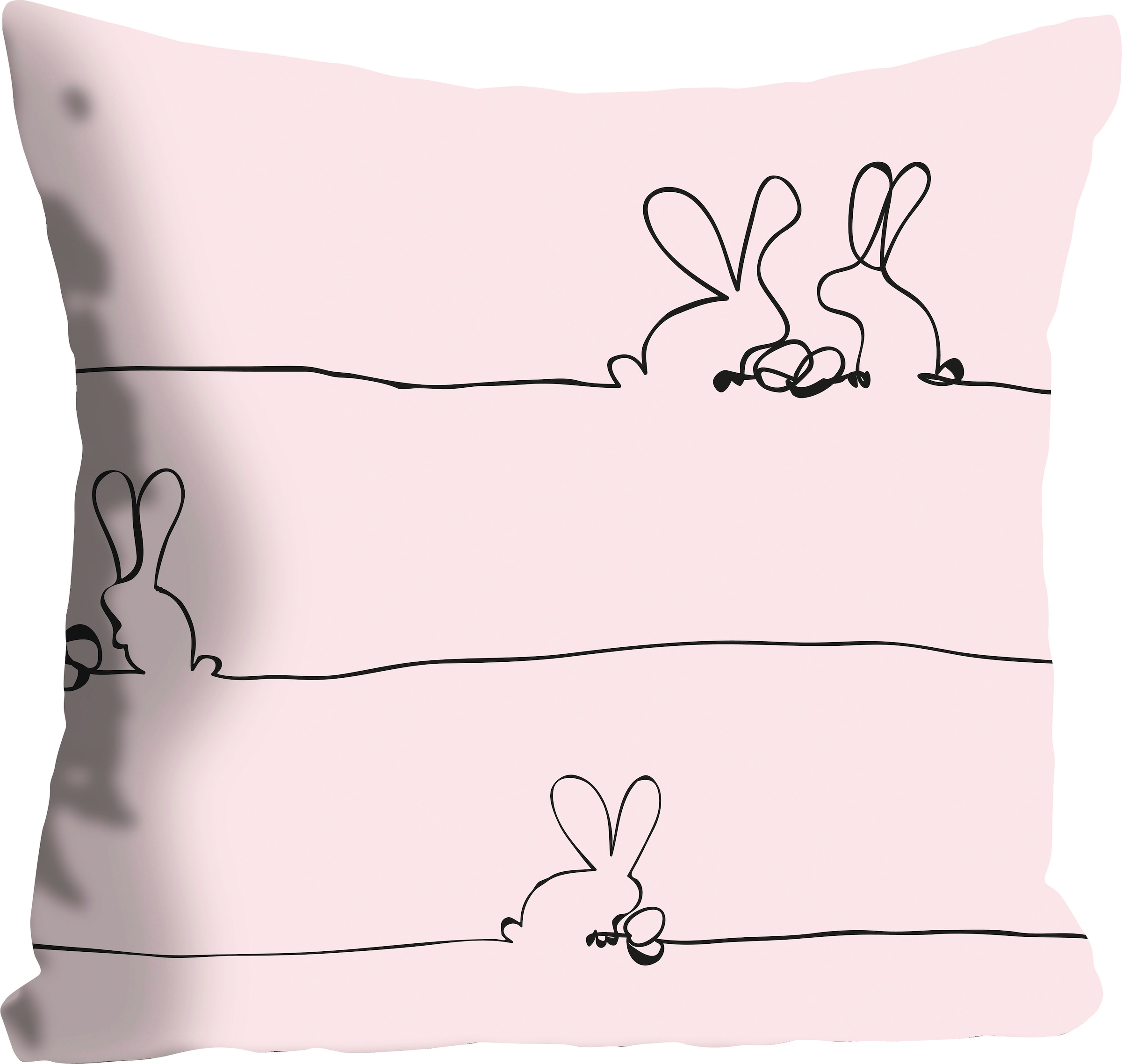queence Dekokissen »Bunny Family rosa«, mit einem österlichem Hasenpaar, Kissenhülle ohne Füllung, 1 Stück