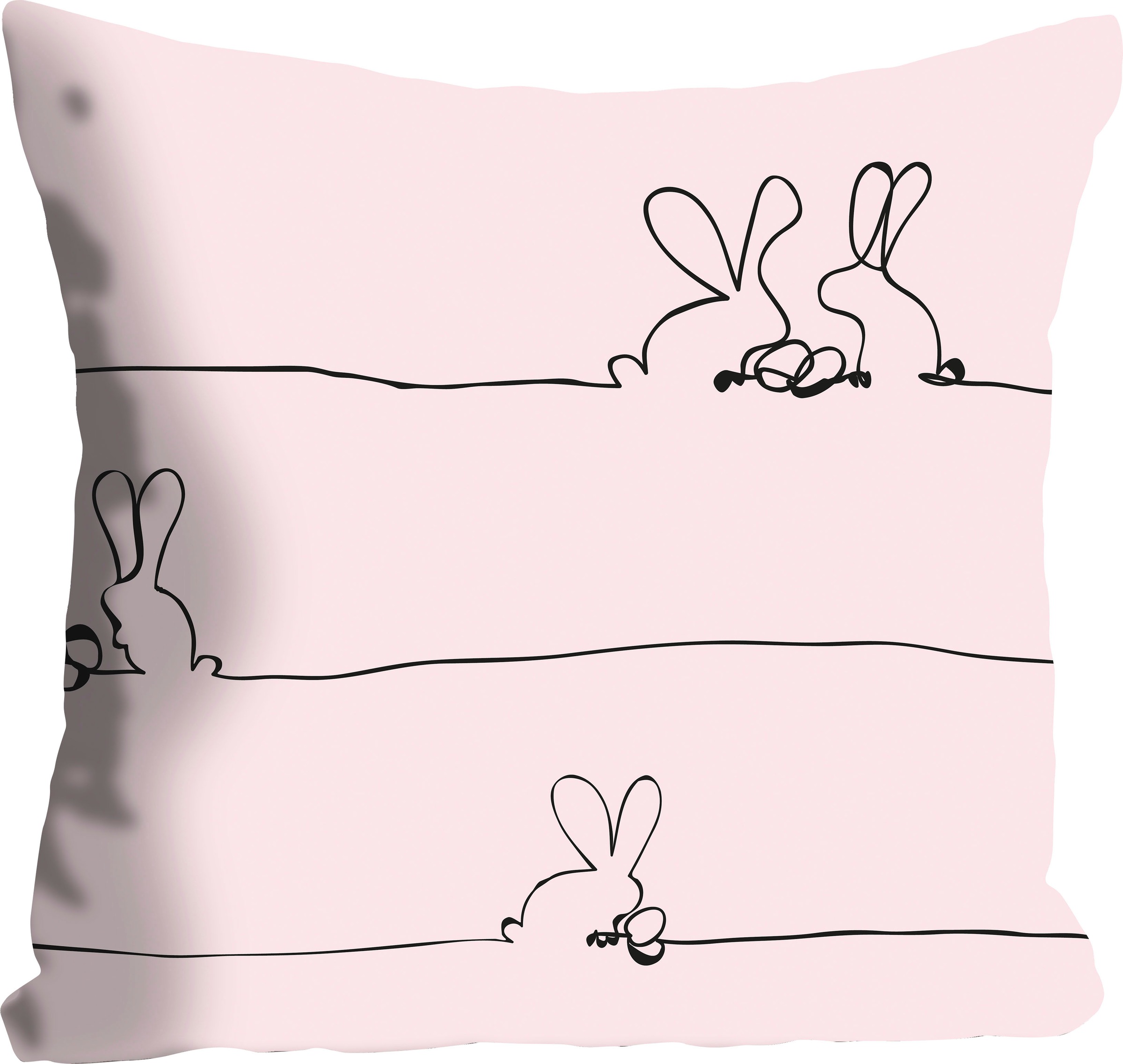 queence Dekokissen "Bunny Family rosa" mit einem österlichem Hasenpaar günstig online kaufen