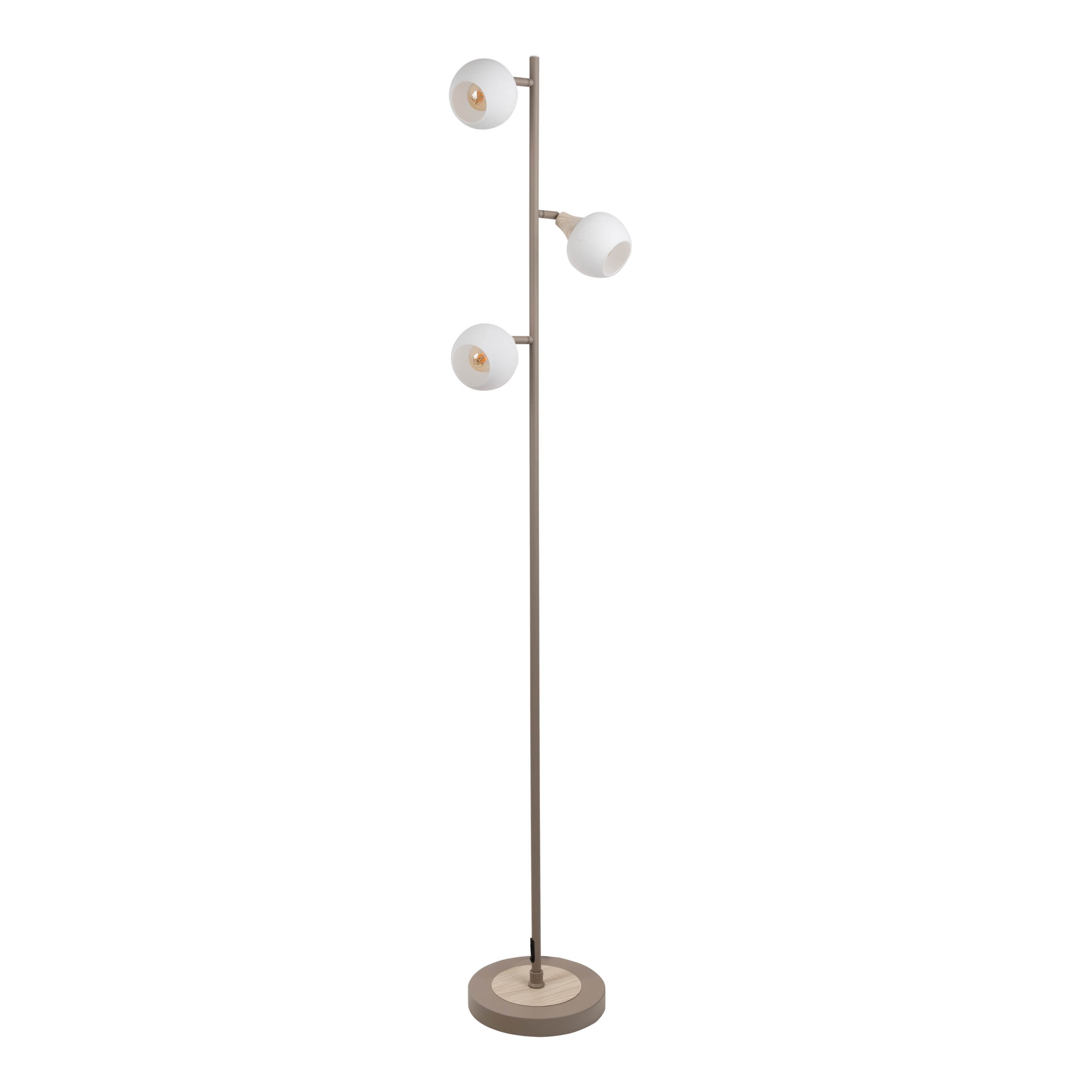 näve Stehlampe »Monaco« E14 1 Stk. 3xE14, Glasschirm, Holzstrukturdetail auf Sockel und Fassungshalterung