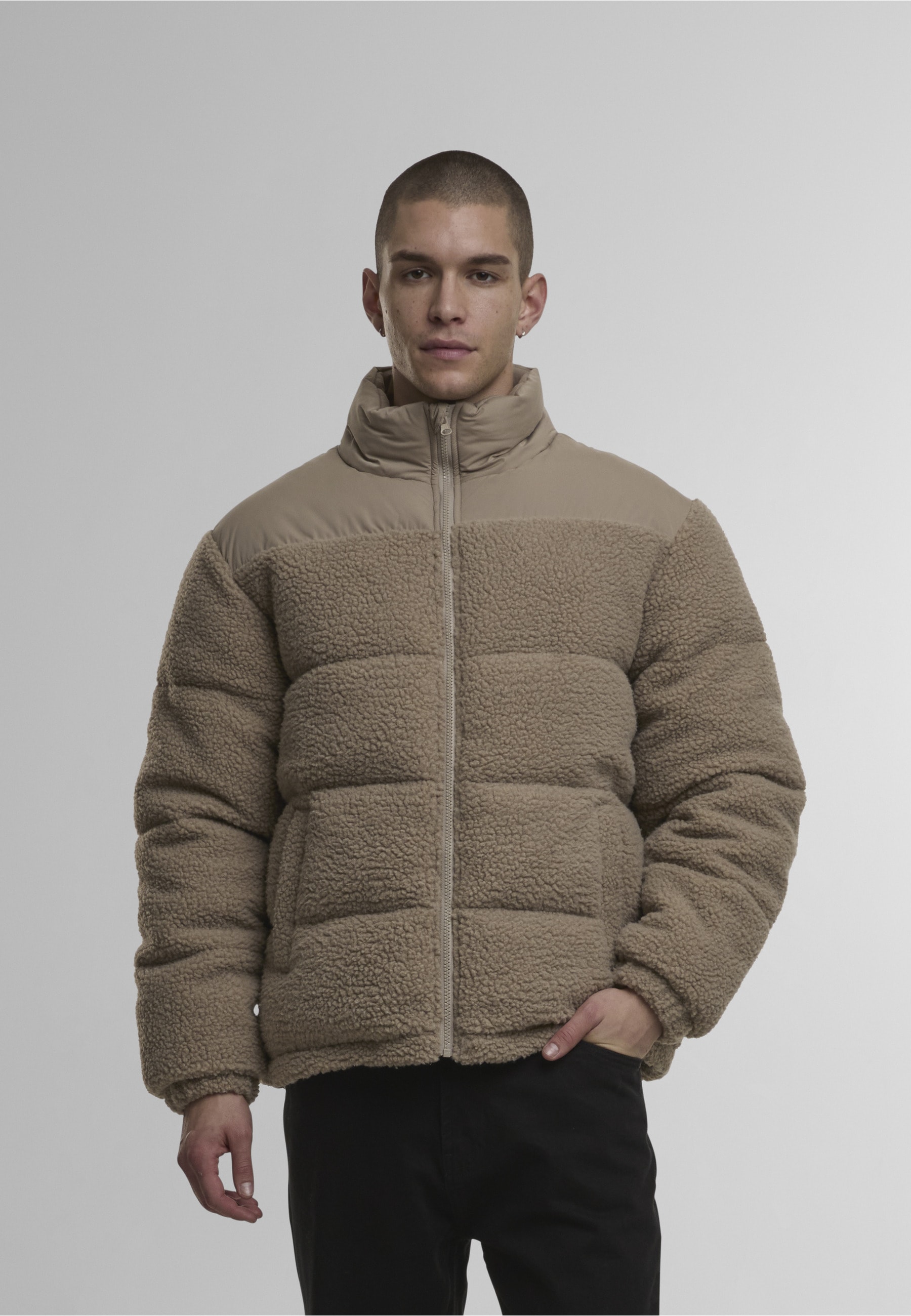 URBAN CLASSICS Winterjacke »Urban Classics Teddy Puffer Jacket« 1 Stk. tlg. ohne Kapuze