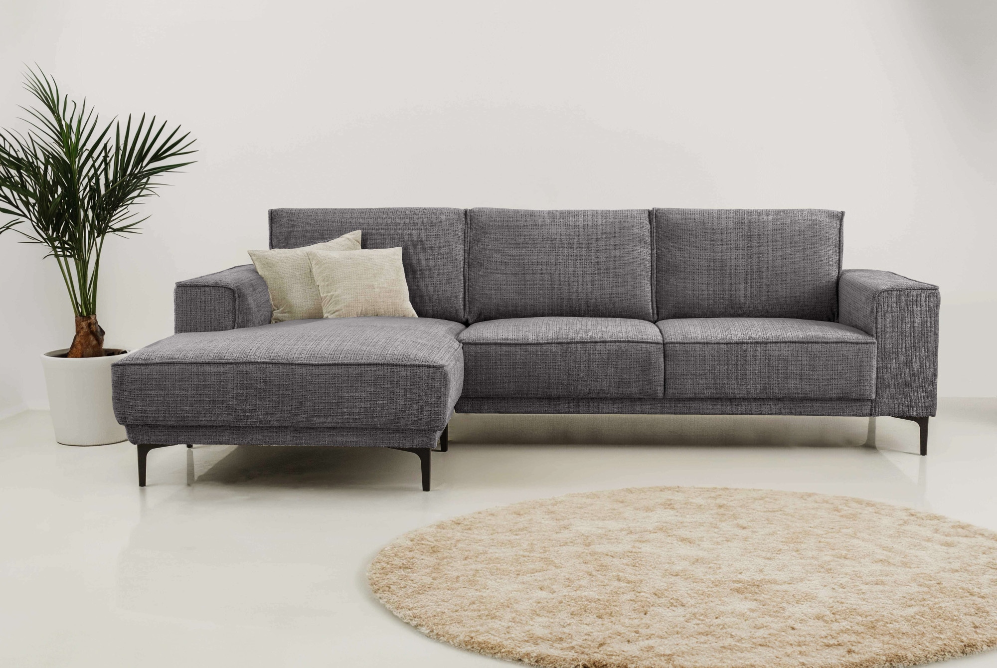 Places of Style Ecksofa "Polsterecke Oland, Struktur, Flachgewebe, Luxus-Mi günstig online kaufen