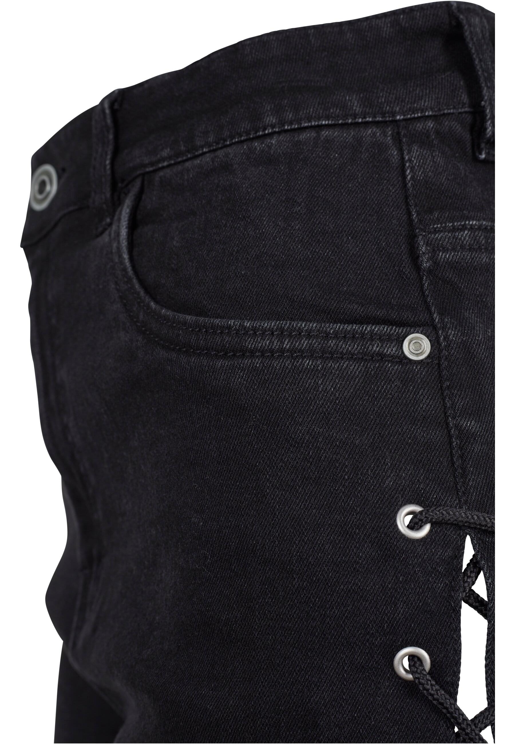URBAN CLASSICS Stoffhose »Urban Classics Damen Ladies Highwaist Denim Lace Up Shorts«, (1 tlg.)