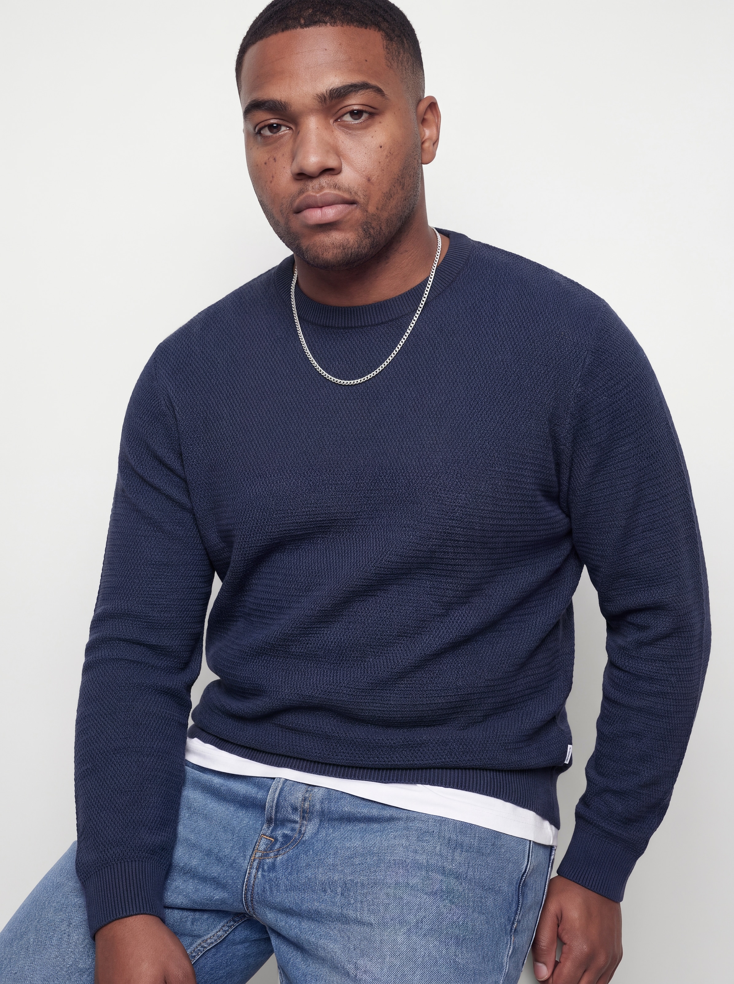 Jack & Jones PlusSize Rundhalspullover »JJERYDER KNIT CREW NECK SN PLS« Baumwolle, normal geschnitten