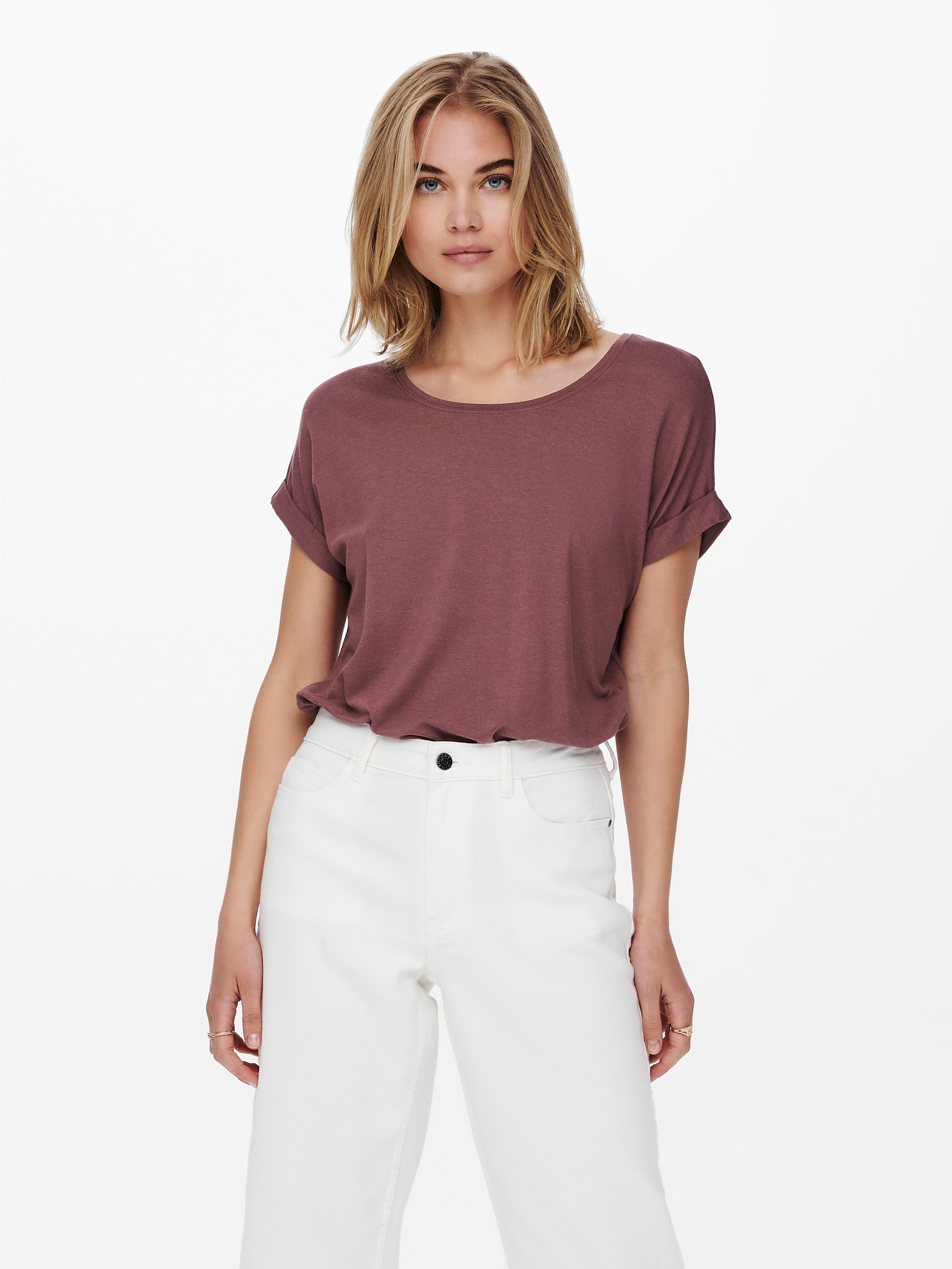 ONLY 1100000002199 "ONLMOSTER – T-Shirt mit melierter Optik und elastischem Material" meliert, casual, lässig geschnitten, Viskosemischung, Rundhals