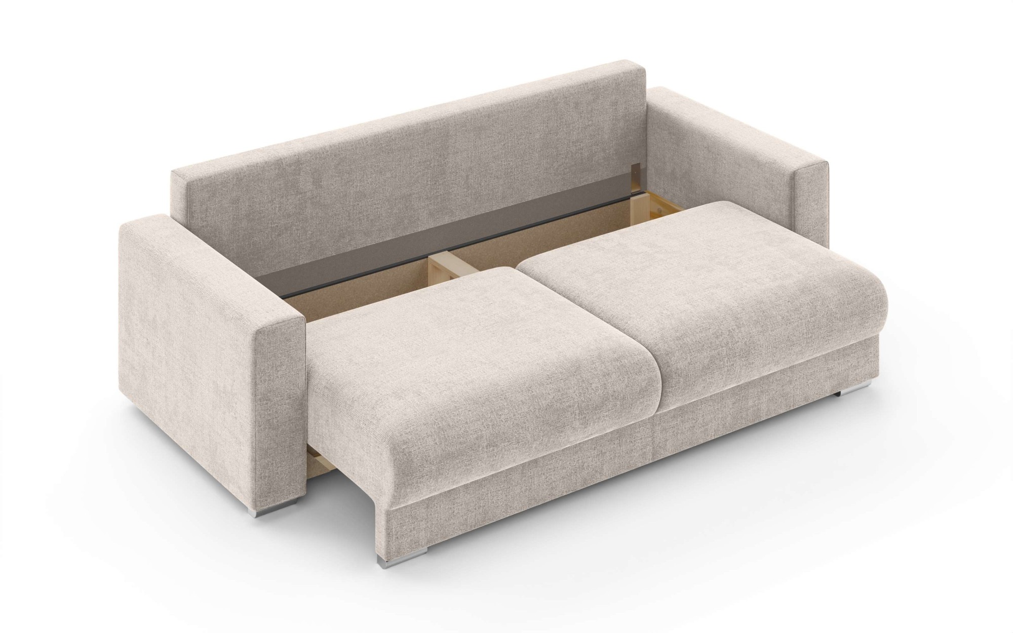 INOSIGN 3-Sitzer »Stevinson Schlafsofa mit Bettkasten, Maße B/H/T: 229/87/97 cm«, mit Wellenunterfederung, 2 Rückenkissen und 2 Zierkissen