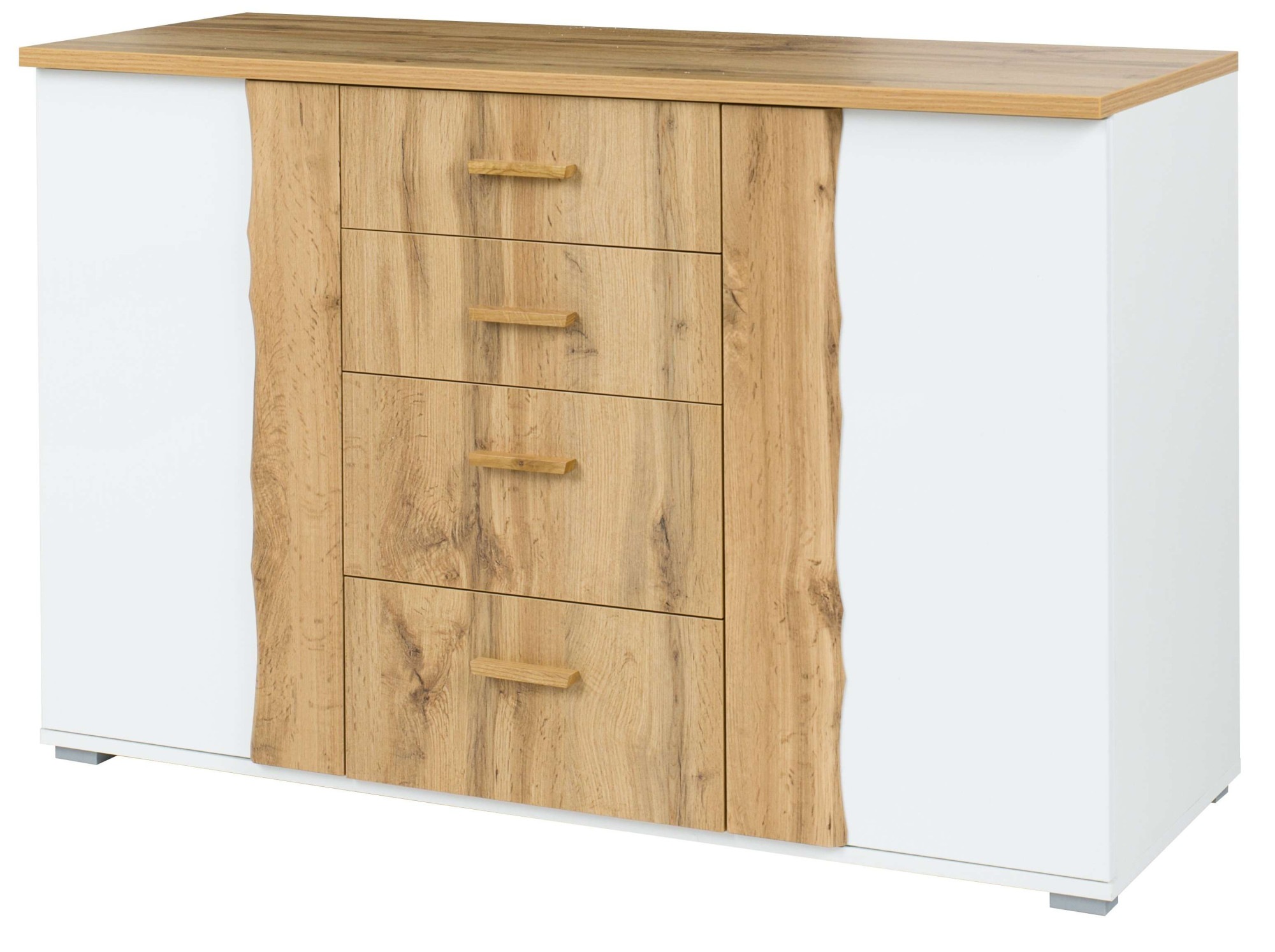 OTTO home Kommode "Kommode Fabellaa mit 4 Schubladen, 2 Einlegeböden, BxHxT 130x82x45 cm" mit viel Stauraum, 2 Drehtüren