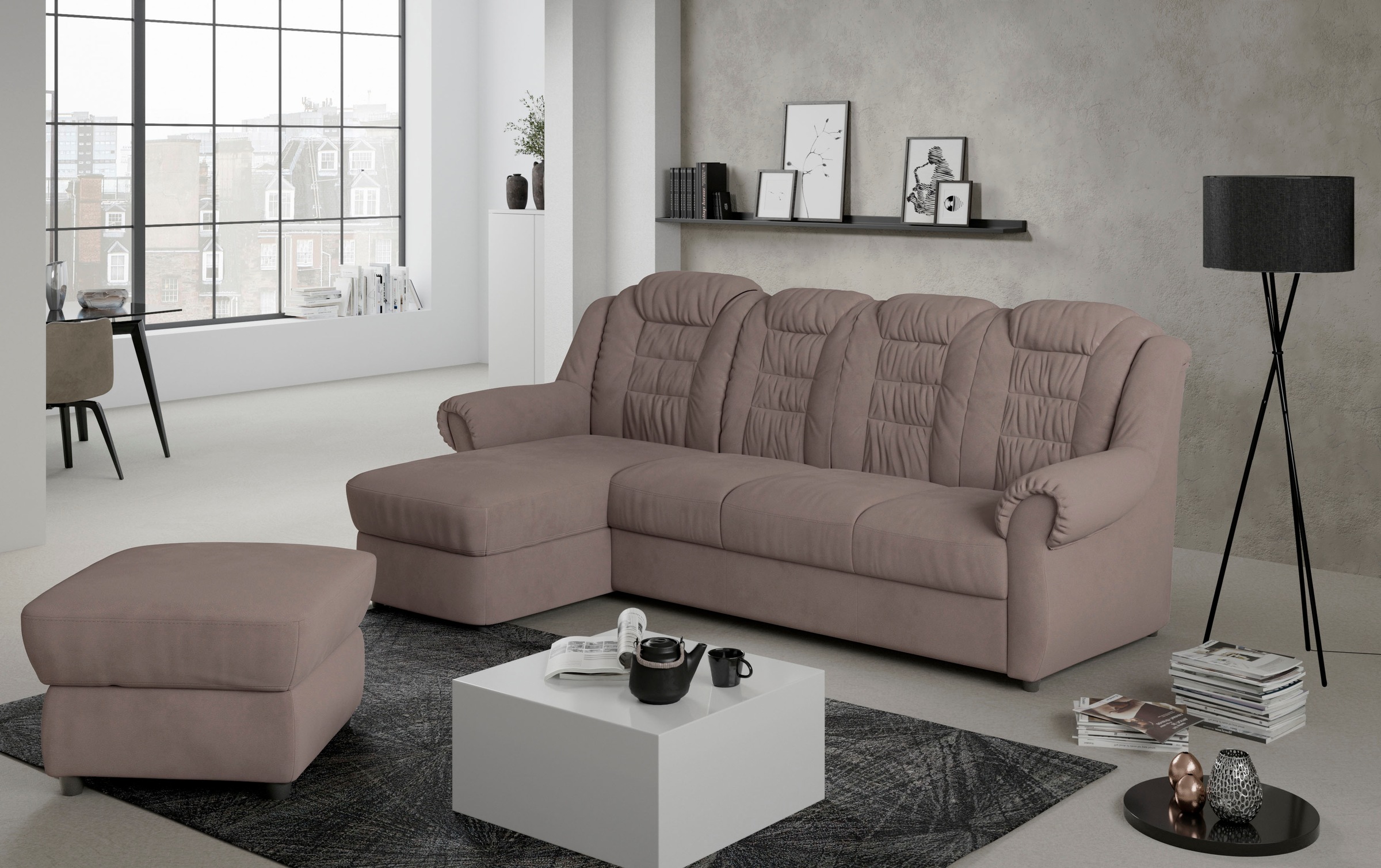 Home affaire Ecksofa »Boston L-Form«, Gemütliches Ecksofa mit hoher Rückenlehne in klassischem Design