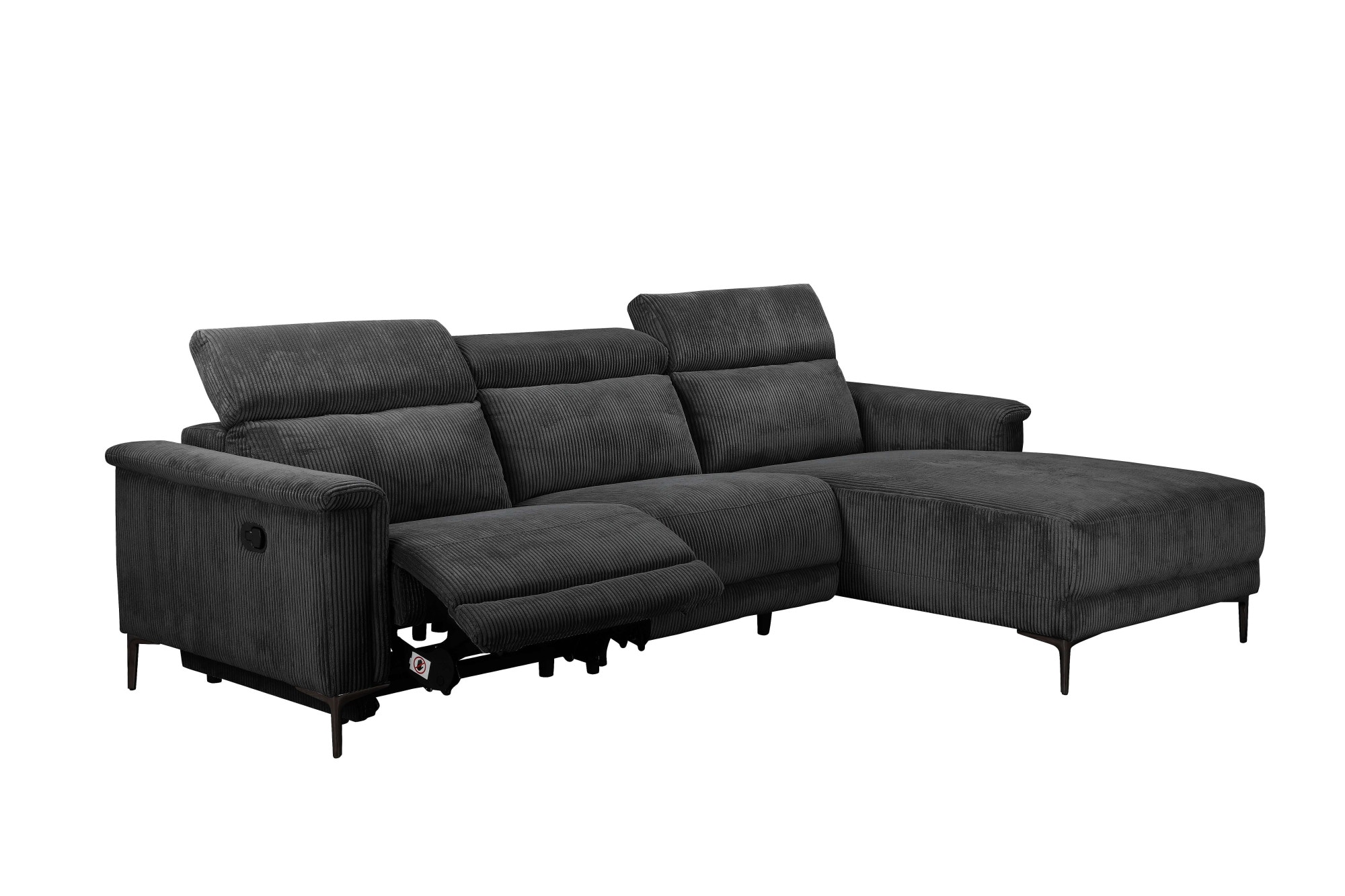 Places of Style Ecksofa »Lund in Cord, L-Form, 261 cm, manuelle und elektr. Relaxfunktion,«, USB-A und Kopfteilverstellung