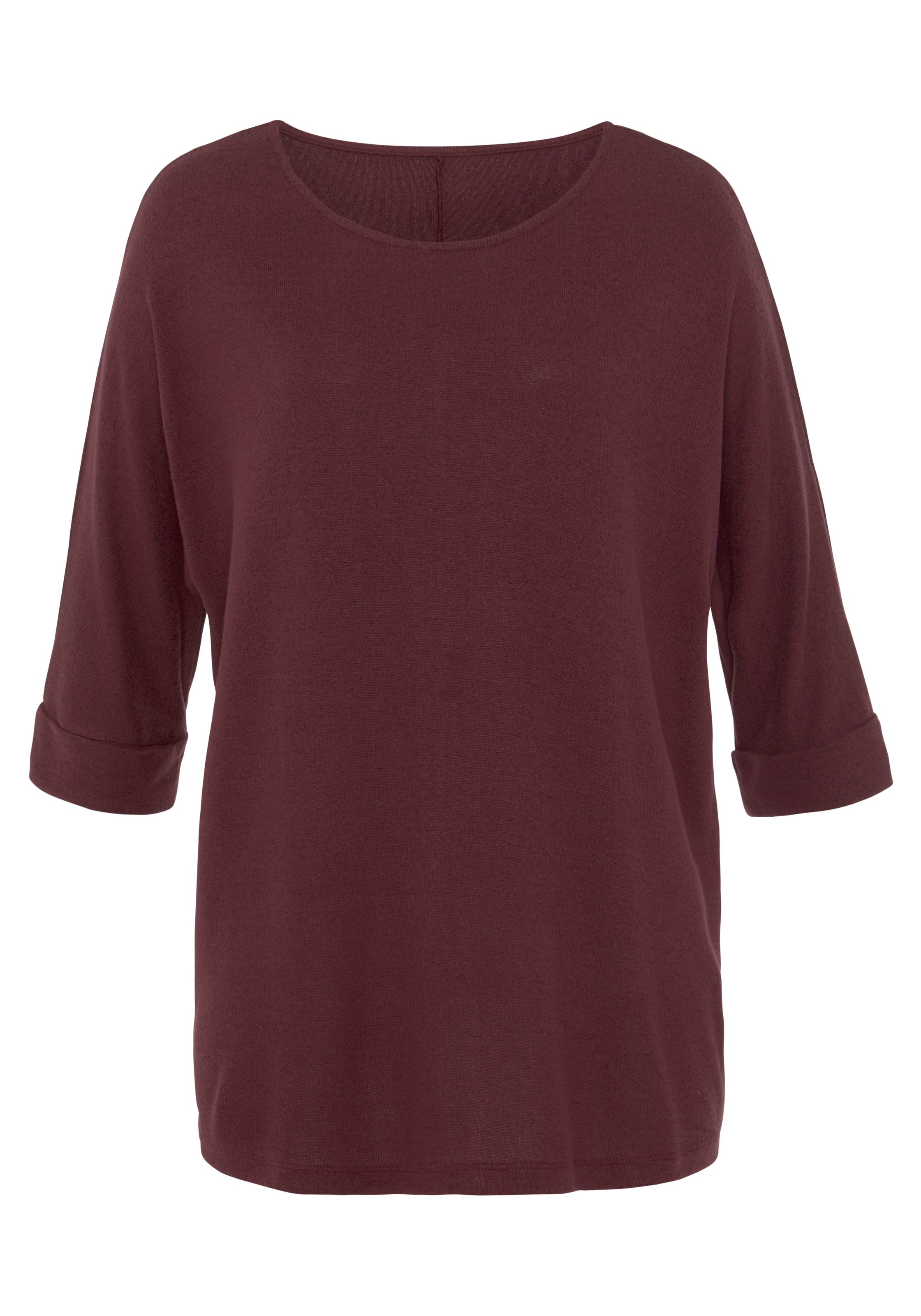 LASCANA 3/4-Arm-Shirt, (1 tlg.), mit modischem Ärmel-Aufschlag
