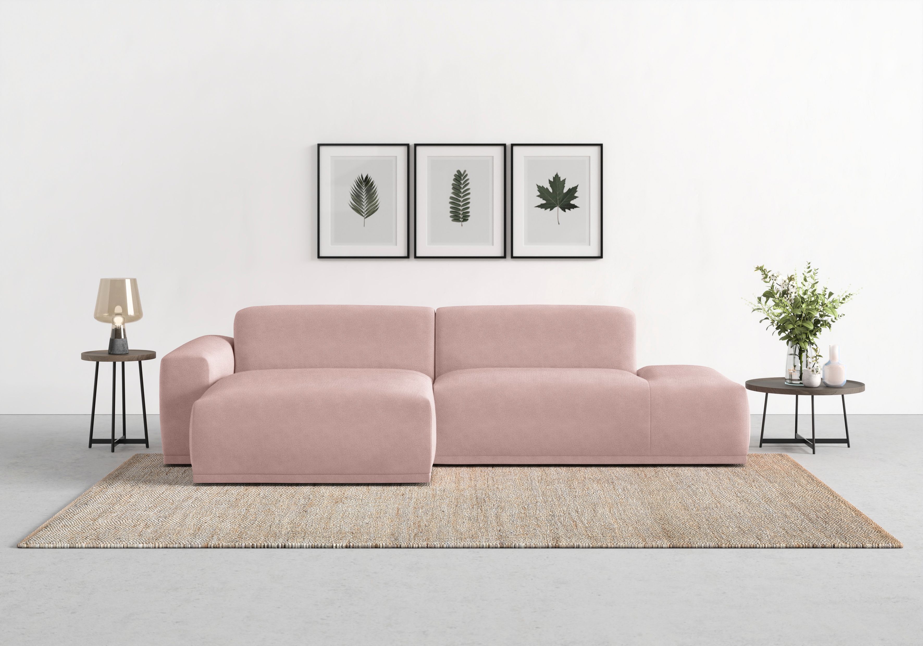 TRENDMANUFAKTUR Ecksofa "Braga, mit hochwertigem Kaltschaum, L-Form, Japandi-Design" modernes Sofa, Couch mit hohem Sitzkomfort, 275/72/160 cm (B/H/T)