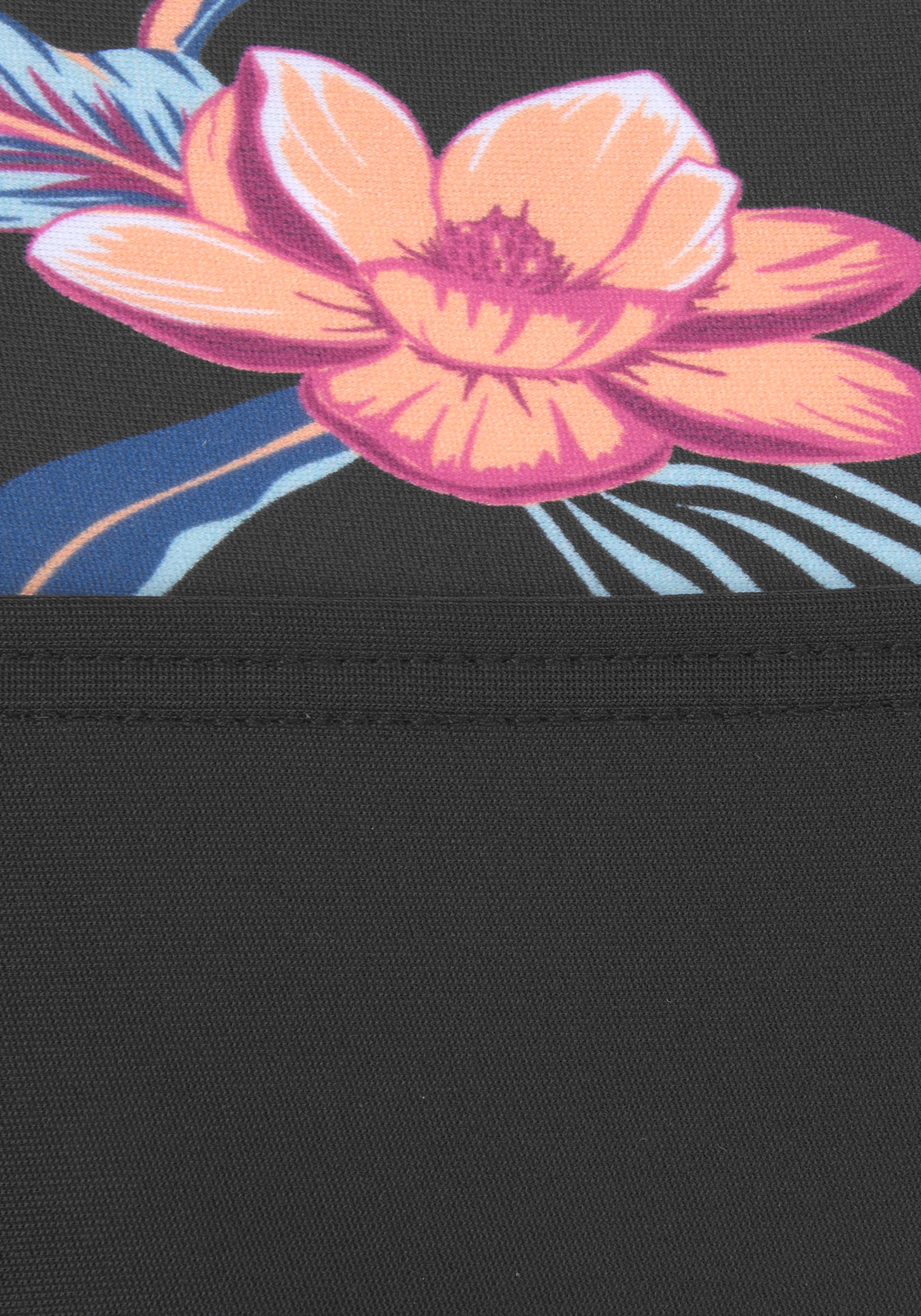 Bikini-Hotpants KANGAROOS "Agave", Damen, Gr. 46, N-Gr, schwarz (schwarz, bedruckt), Recycling-Polyamid, unifarben, Badehosen, mit bedrucktem Bund 3