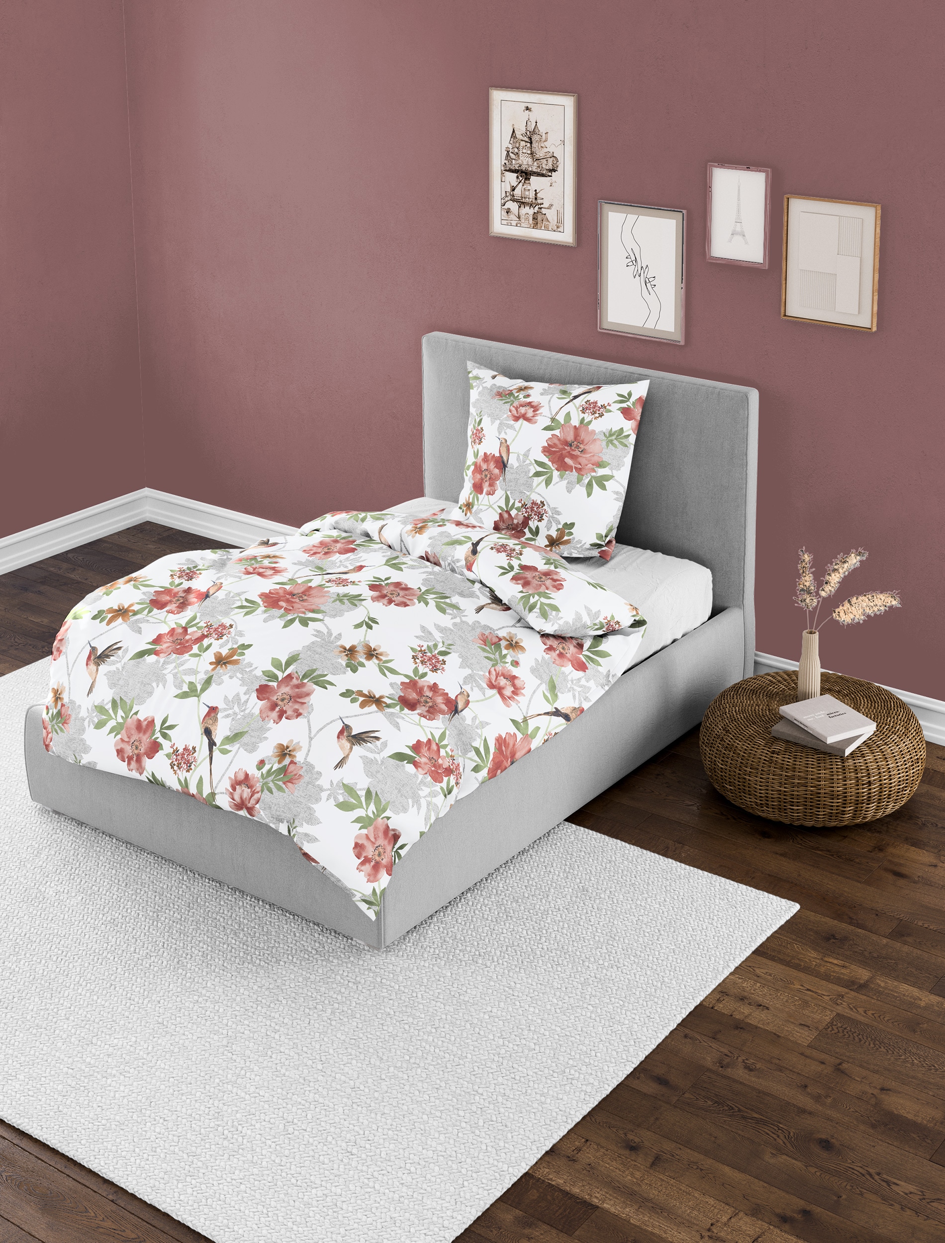 BIERBAUM Bettwäsche »Bettwäsche 4110« 2 Mako-Satin, 100  % Baumwolle, pflegeleicht, seidig glänzend