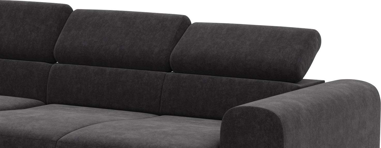 Places of Style Ecksofa »Carlo L-Form«, mit Kopfteilverstellung & Holz-Rahmenoptik, wahlweise Relaxfunktion