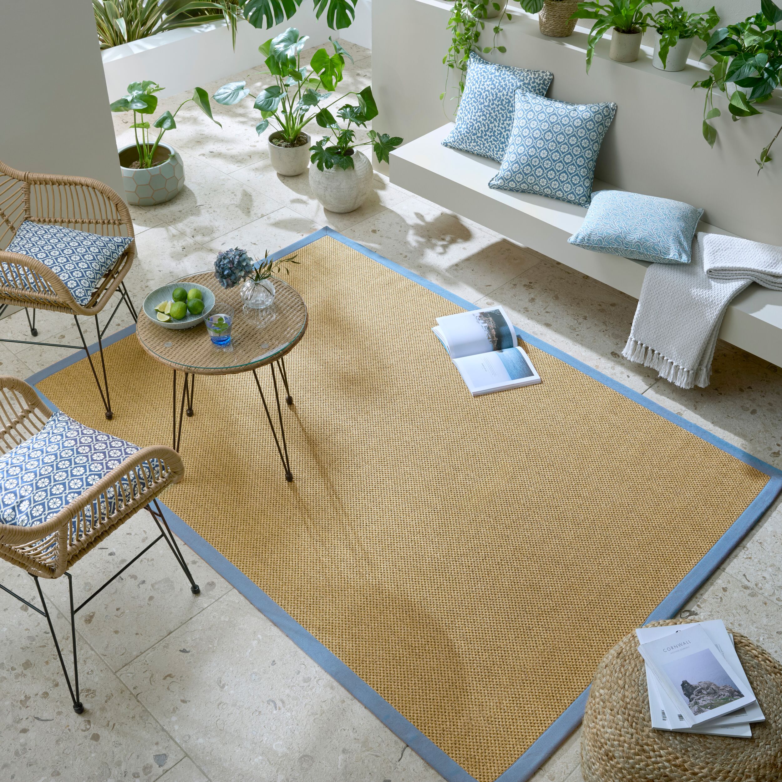 FLAIR RUGS Teppich "Sisal Look" rechteckig 6 mm Höhe Sisal Look Border Indoor Outdoor Bodenläufer Teppich