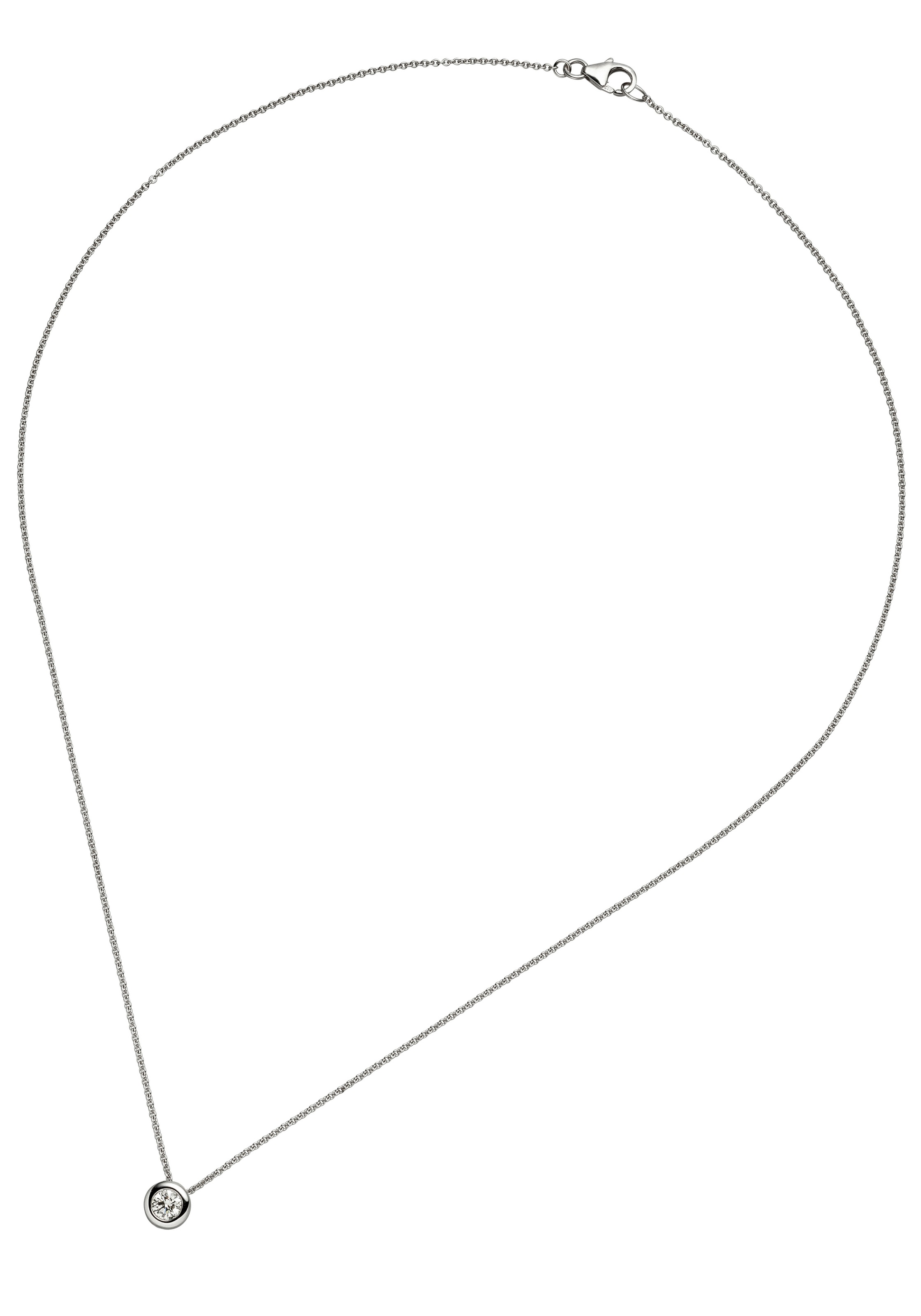 JOBO Kette mit Anhänger »Solitär Diamant Brillant 0,25 ct.« 14 Karat 585 Weißgold 45 cm
