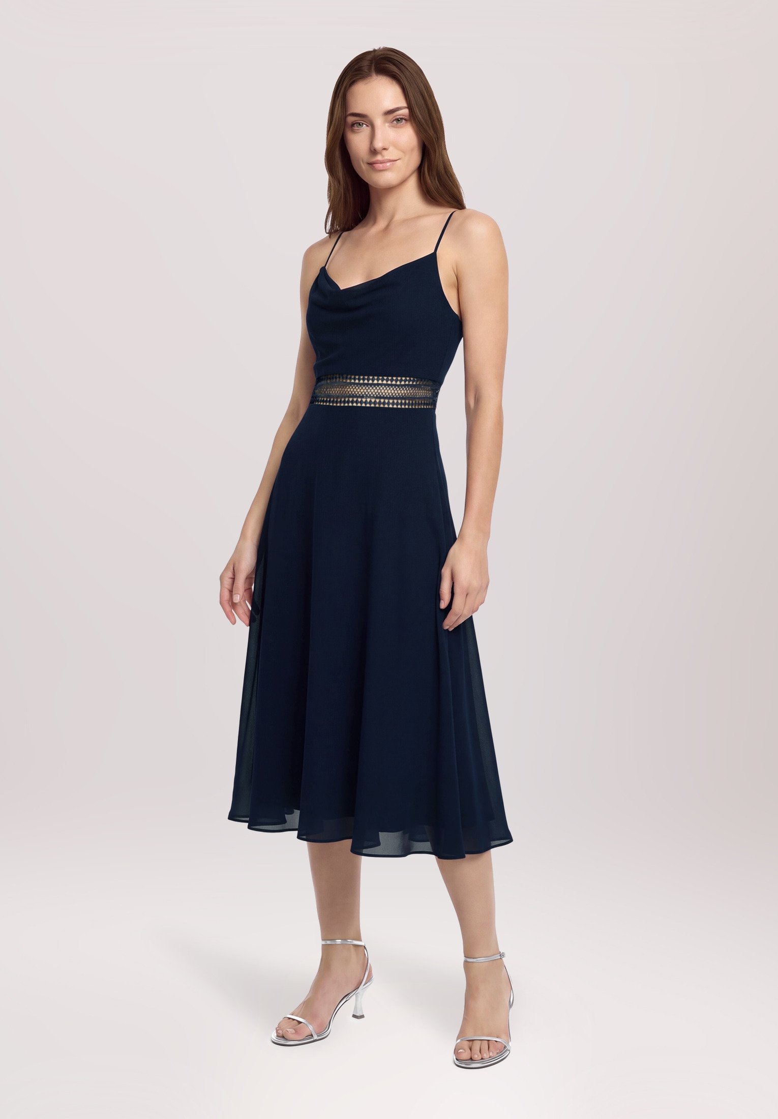 Vera Mont Cocktailkleid »Damen mit Wasserfallausschnitt« Ohne Tasche Stickerei