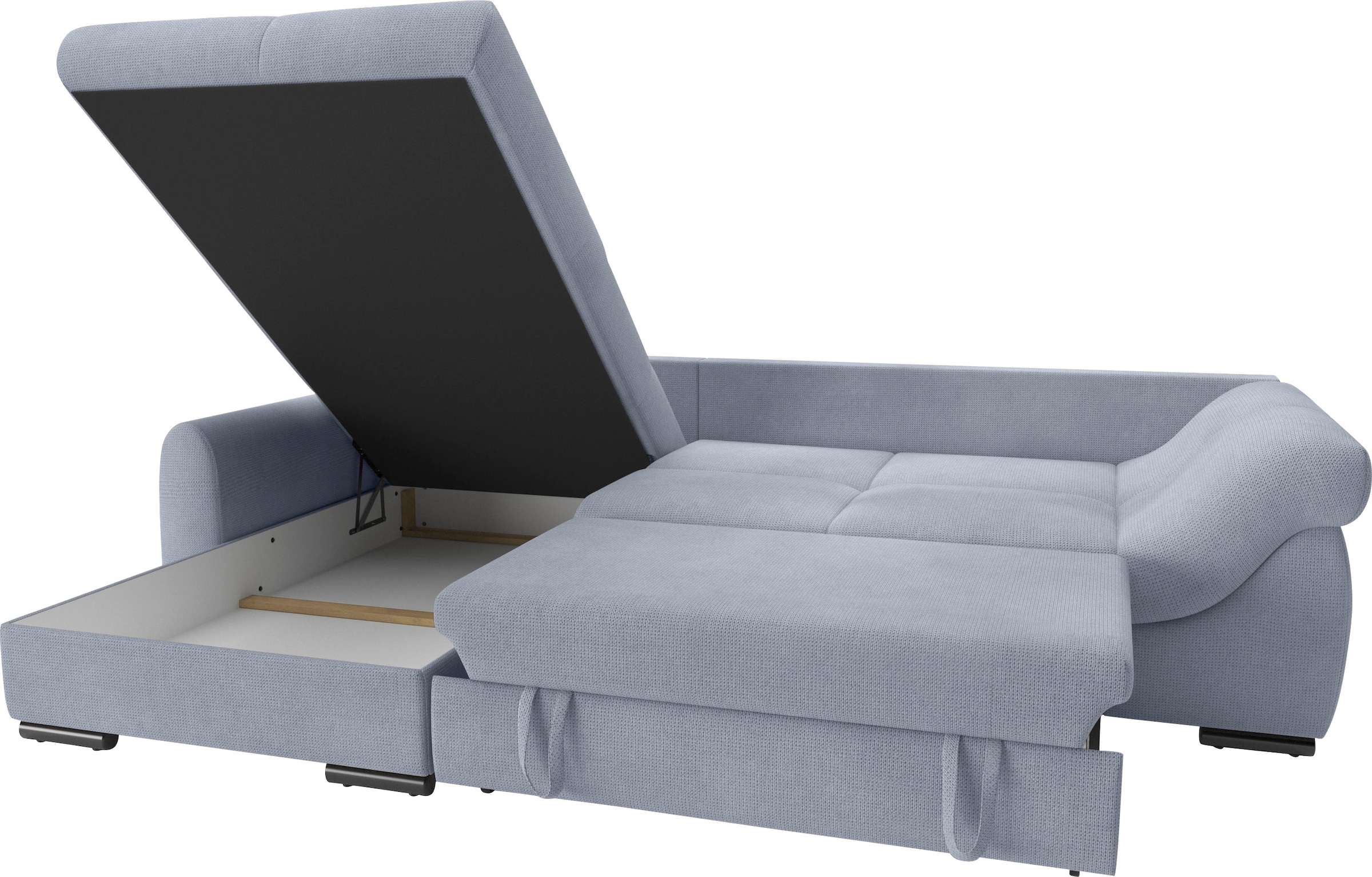 Mr. Couch Ecksofa »Livorno DuraFlex L-Form«, inkl. Hochschläfer-Bettauszug, XL-Bettkasten weiß beschichtet