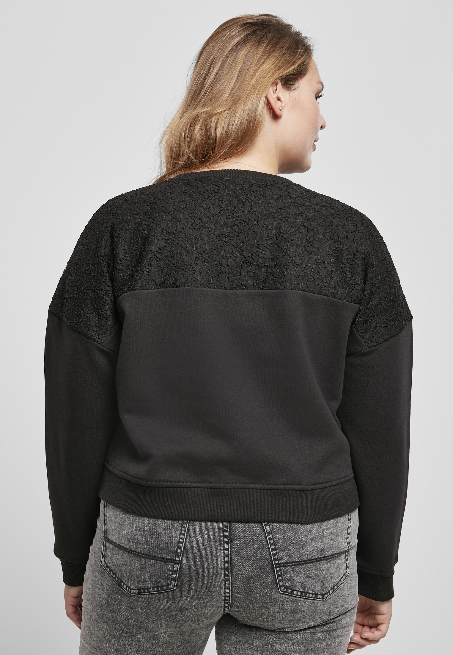 URBAN CLASSICS Sweater »Damen Ladies Oversized tlg.) online kaufen BAUR Lace (1 | Crew«, Inset Short