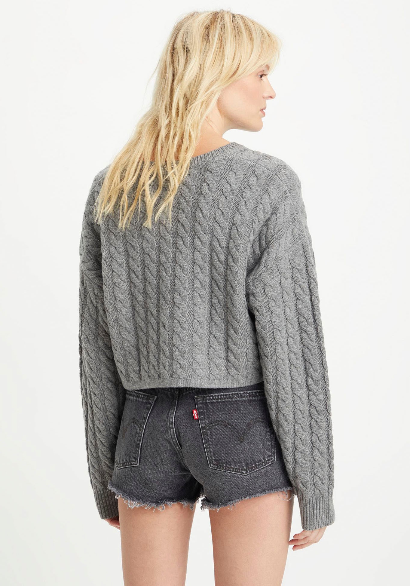 Levi's® Wollpullover »RAE CROPPED SWEATER«, mit Zopfmuster - super kurz geschnitten