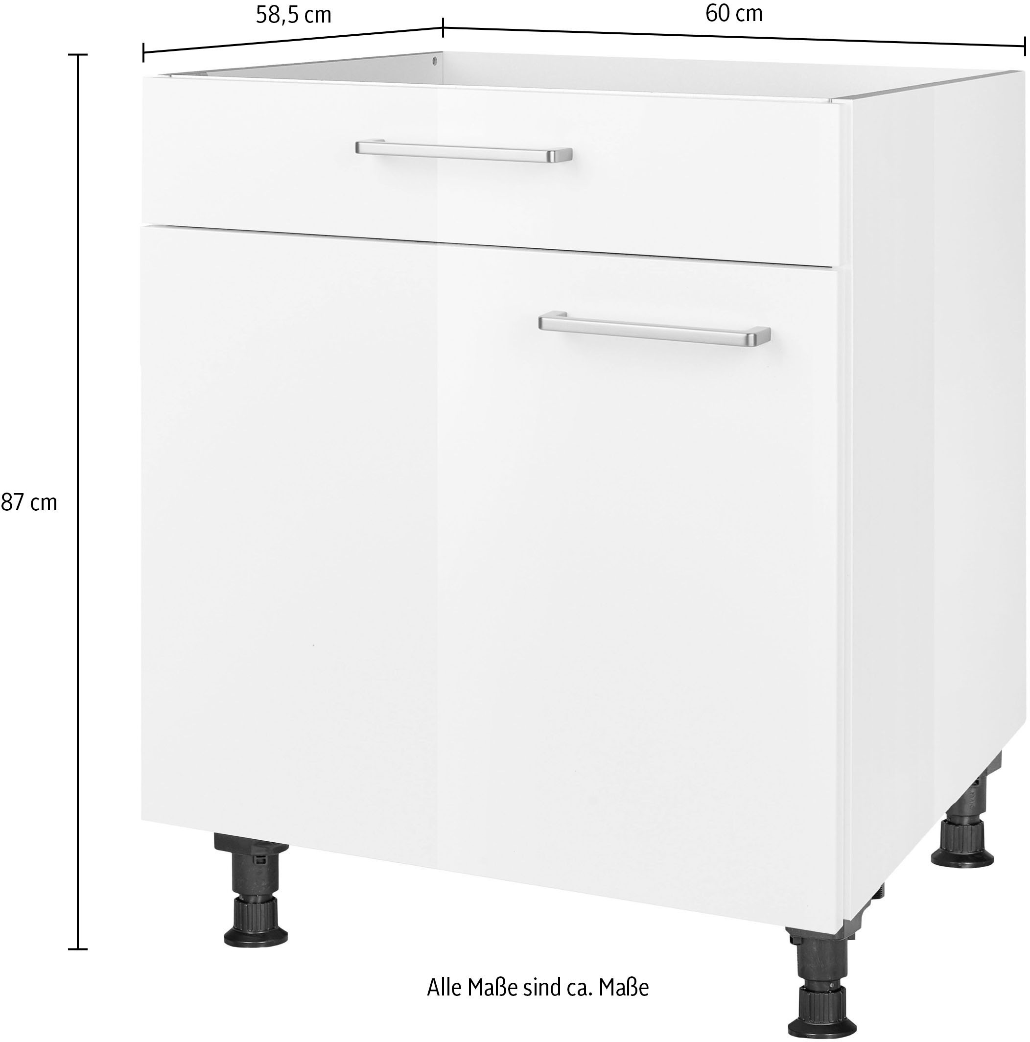 nobilia® Kochfeldumbauschrank »"Flash", mit Schukasten und Tür, Ausrichtung wählbar«, vormontiert, Breite 60 cm