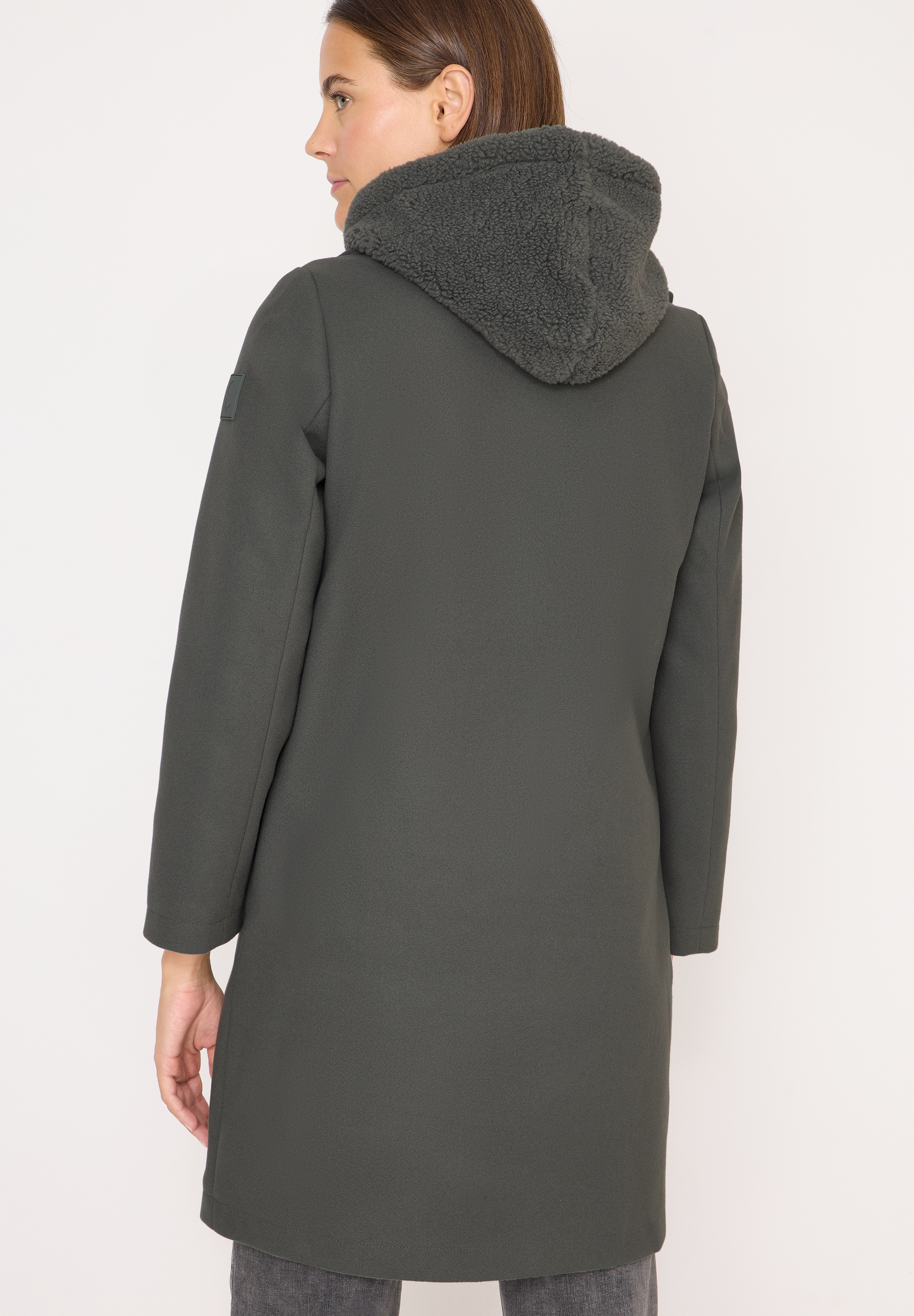 Thumbnail - Cecil Wintermantel, Reversmantel mit zwei Knöpfen und Kapuze, Fake Wolle