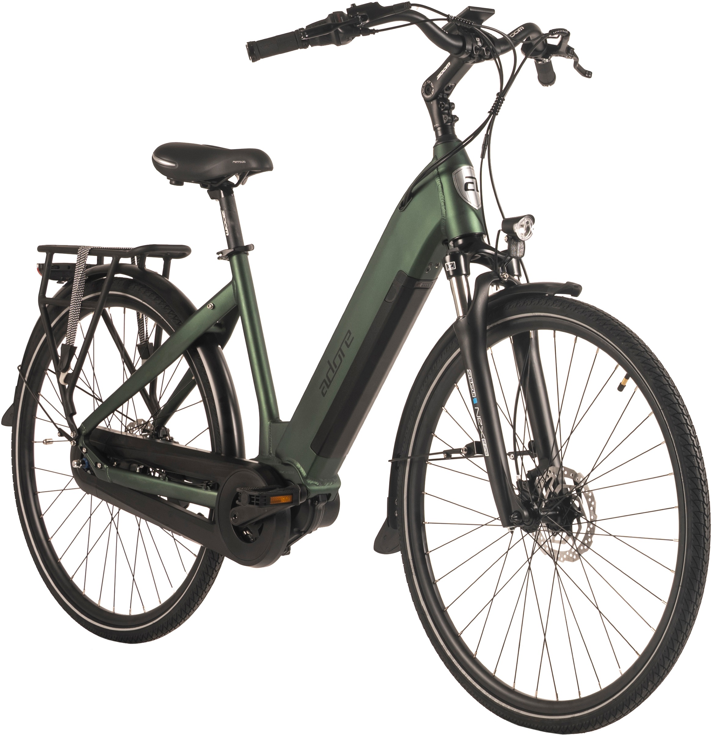 Adore E-Bike »28" Alu Cityfahrrad CX-280 Mittelmotor 75NM / 15Ah British Green matt«, 8 Gang, Shimano, Nexus, Mittelmotor 250 W