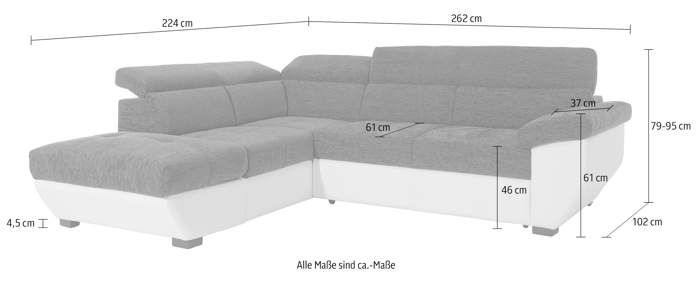 COTTA Ecksofa »Speedway L-Form« mit Kopfteilverstellung, wahlweise mit Bettfunktion & Bettkasten